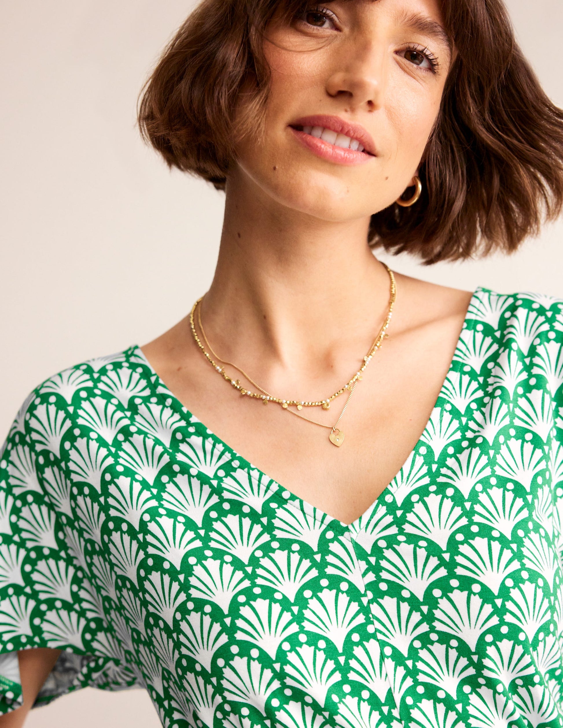 Smocked Jersey Playsuit-Green Tambourine, Shells-2