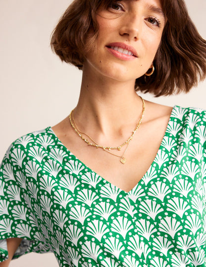 Smocked Jersey Playsuit-Green Tambourine, Shells-2