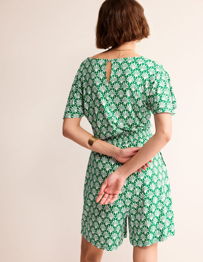 Smocked Jersey Playsuit-Green Tambourine, Shells-3