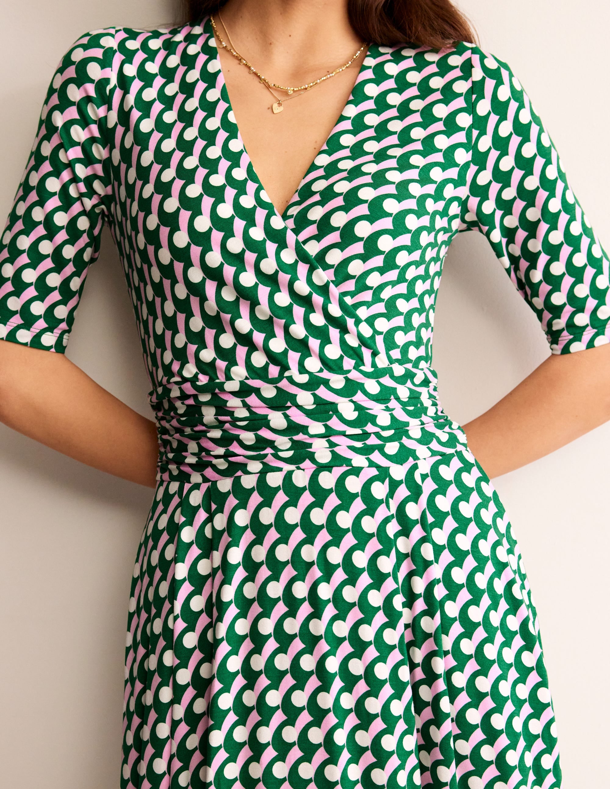 Kassidy Jersey Midi Dress-Green Tambourine, Polka Wave - Image 3