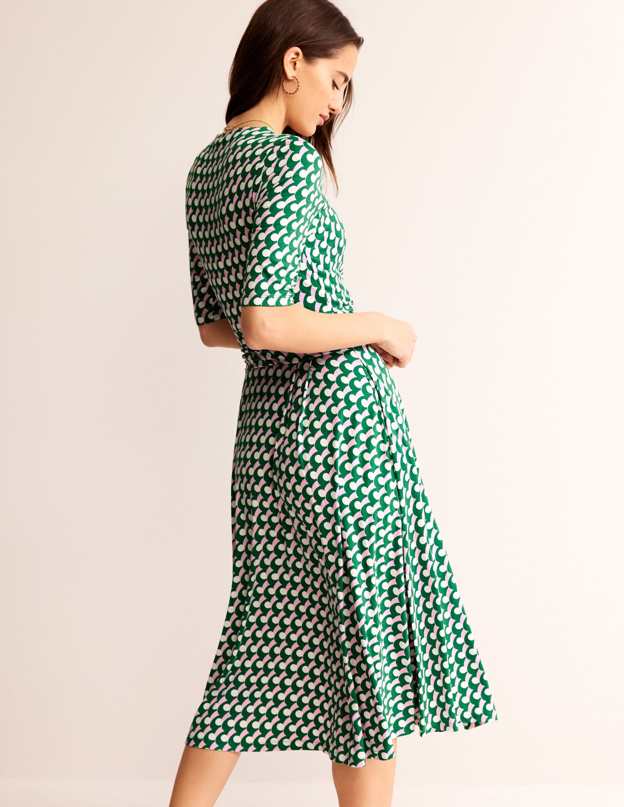 Kassidy Jersey Midi Dress-Green Tambourine, Polka Wave - Image 4
