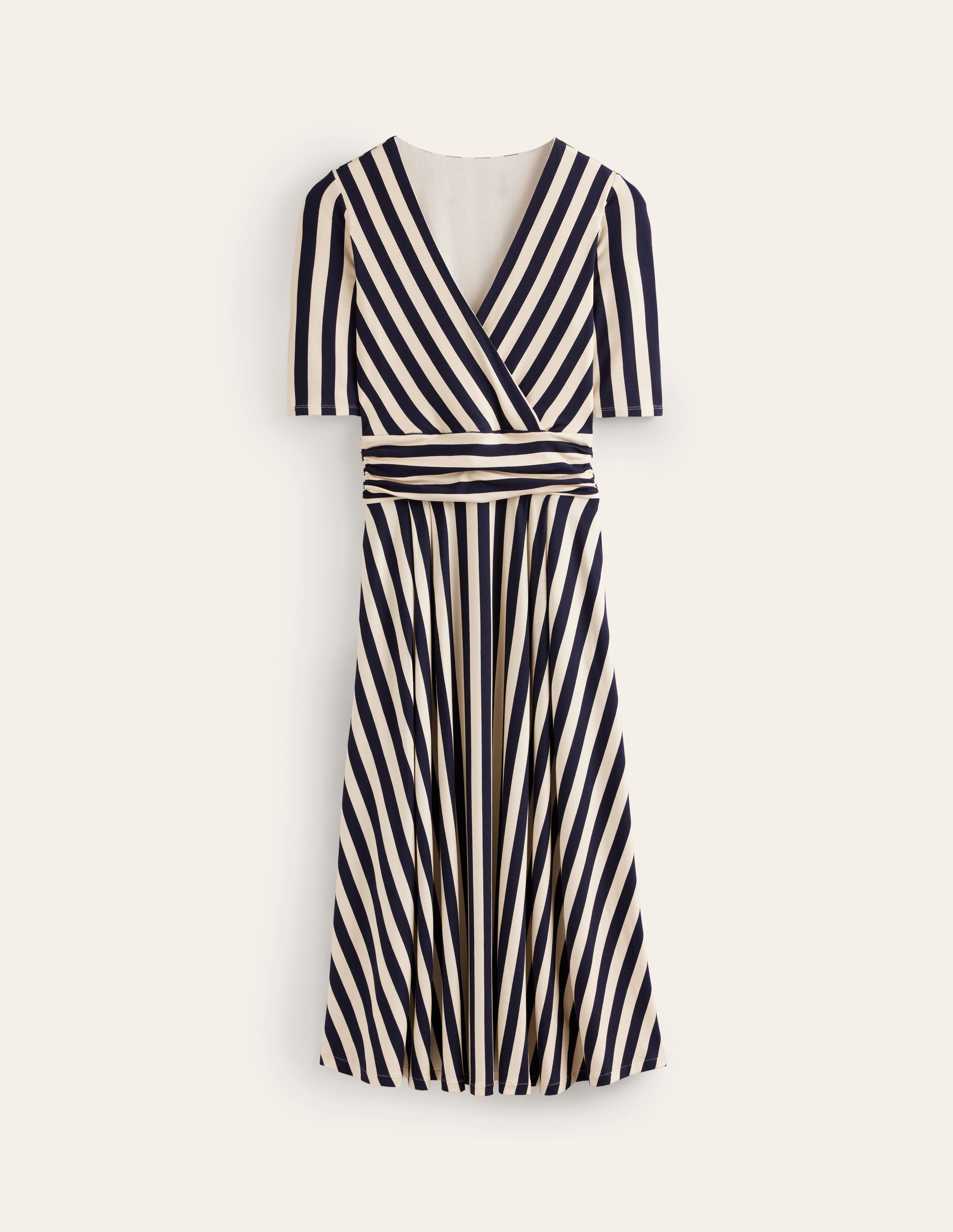 Kassidy Jersey Midi Dress-French Navy, Ivory Stripe - Image 5