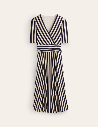 Kassidy Jersey Midi Dress-French Navy, Ivory Stripe-5