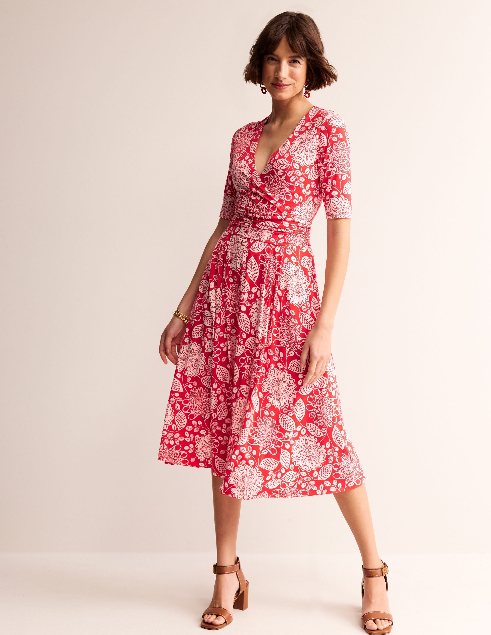 Kassidy Jersey Midi Dress-Poppy Red, Gardenia Swirl - Image 2