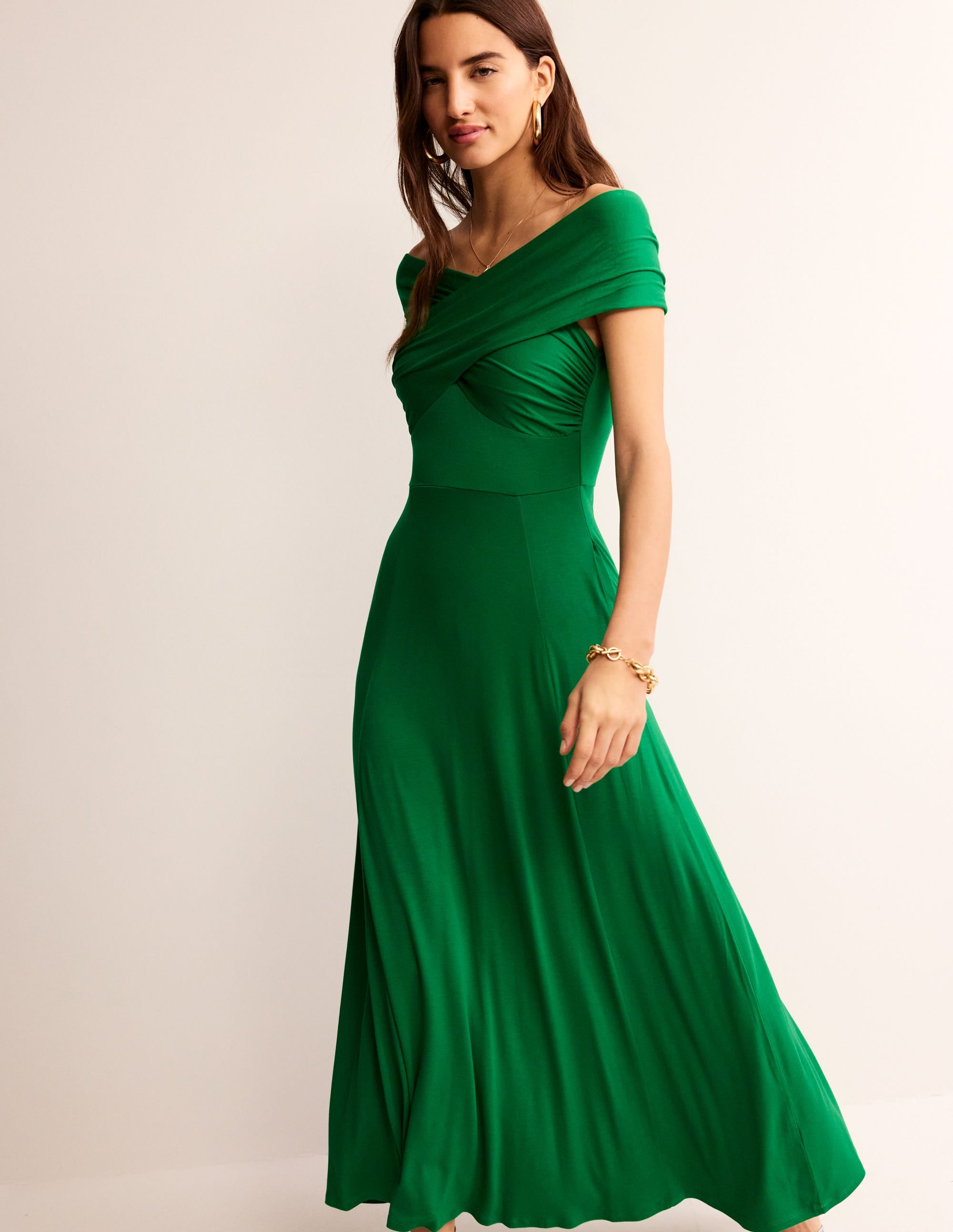 Bardot Jersey Maxi Dress-Green Tambourine - Image 4