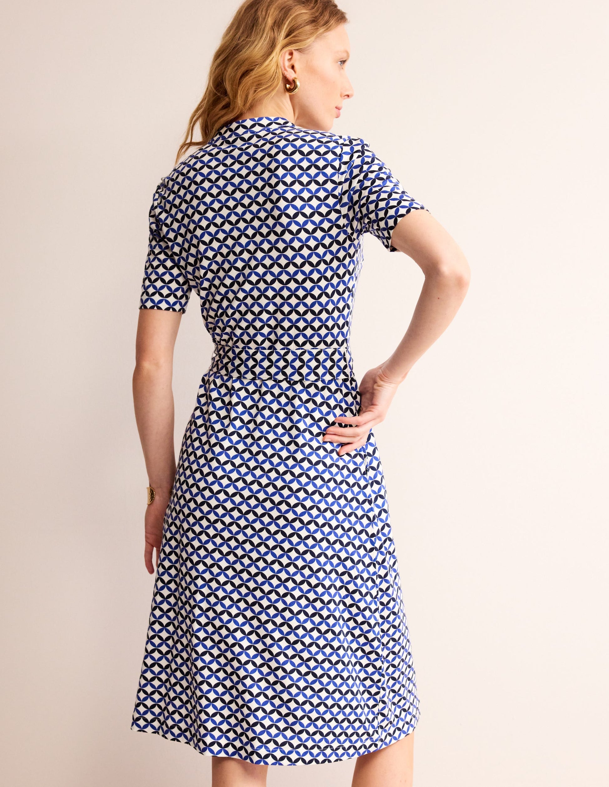 Julia Short Sleeve Shirt Dress-Ivory, Diamond Terrace-3