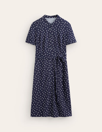 Julia Short Sleeve Shirt Dress-Navy, Scattered Brand Spot-5
