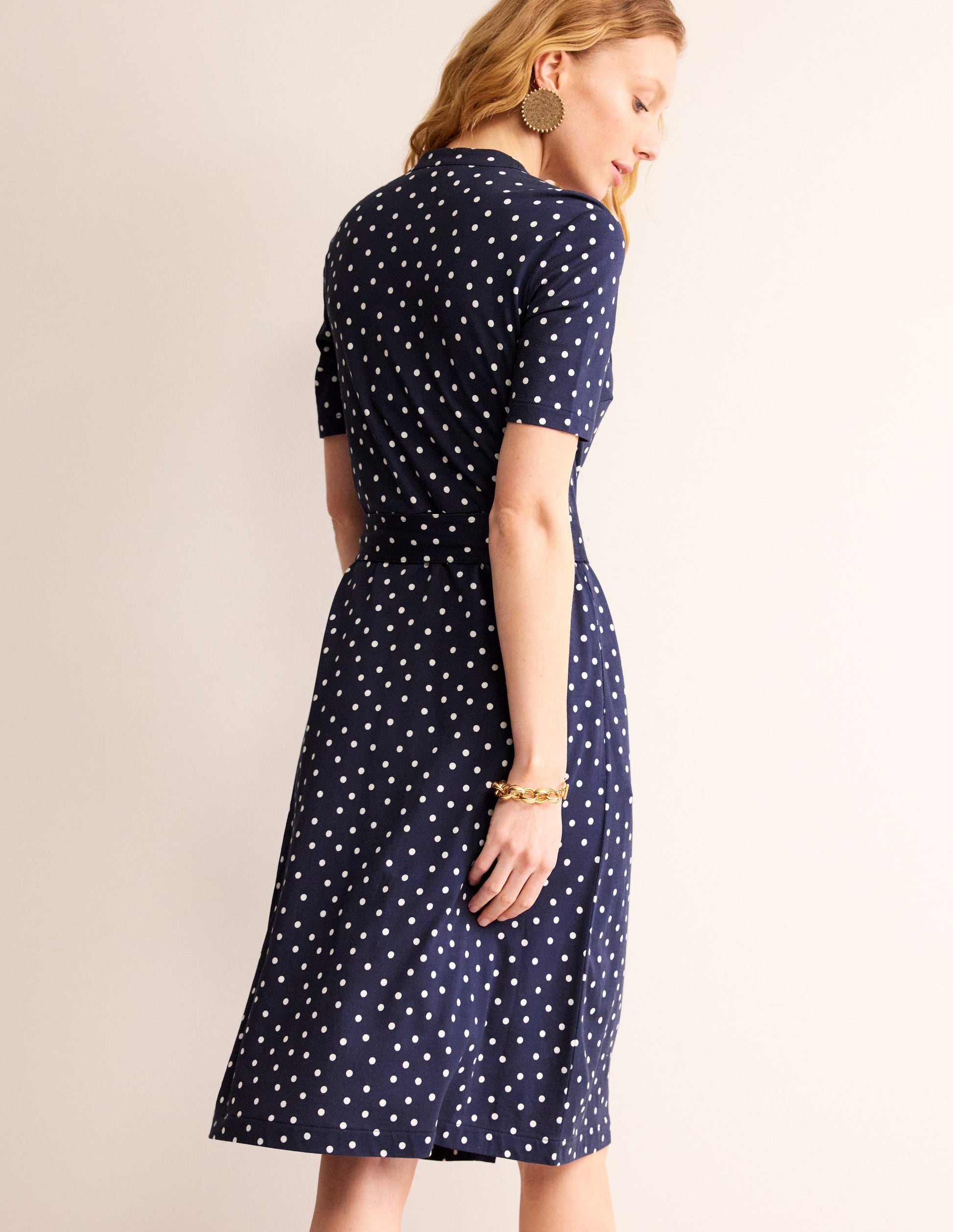 Julia Short Sleeve Shirt Dress-Navy, Scattered Brand Spot-3