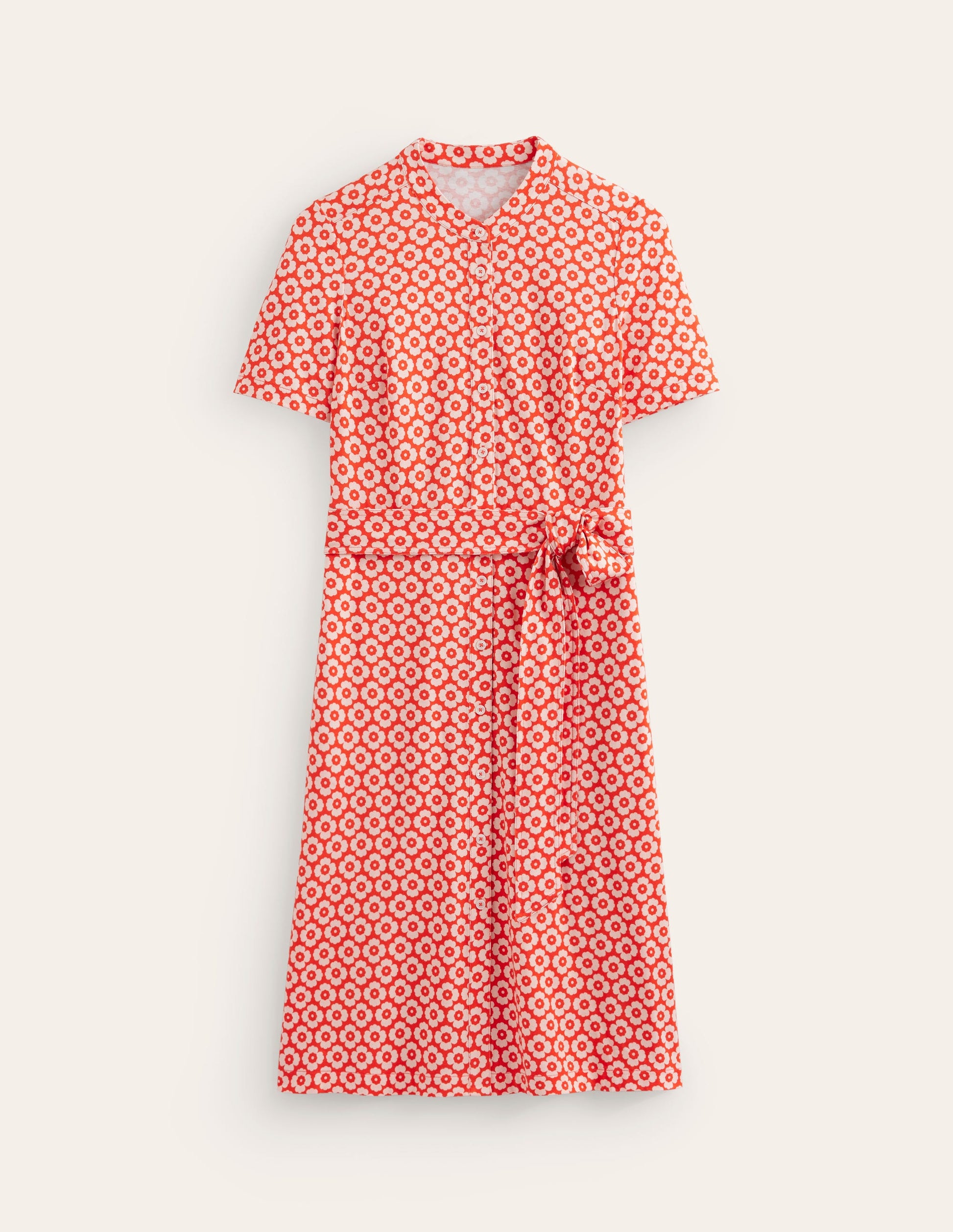 Julia Short Sleeve Shirt Dress-Flame Scarlet, Primrose Stamp-5