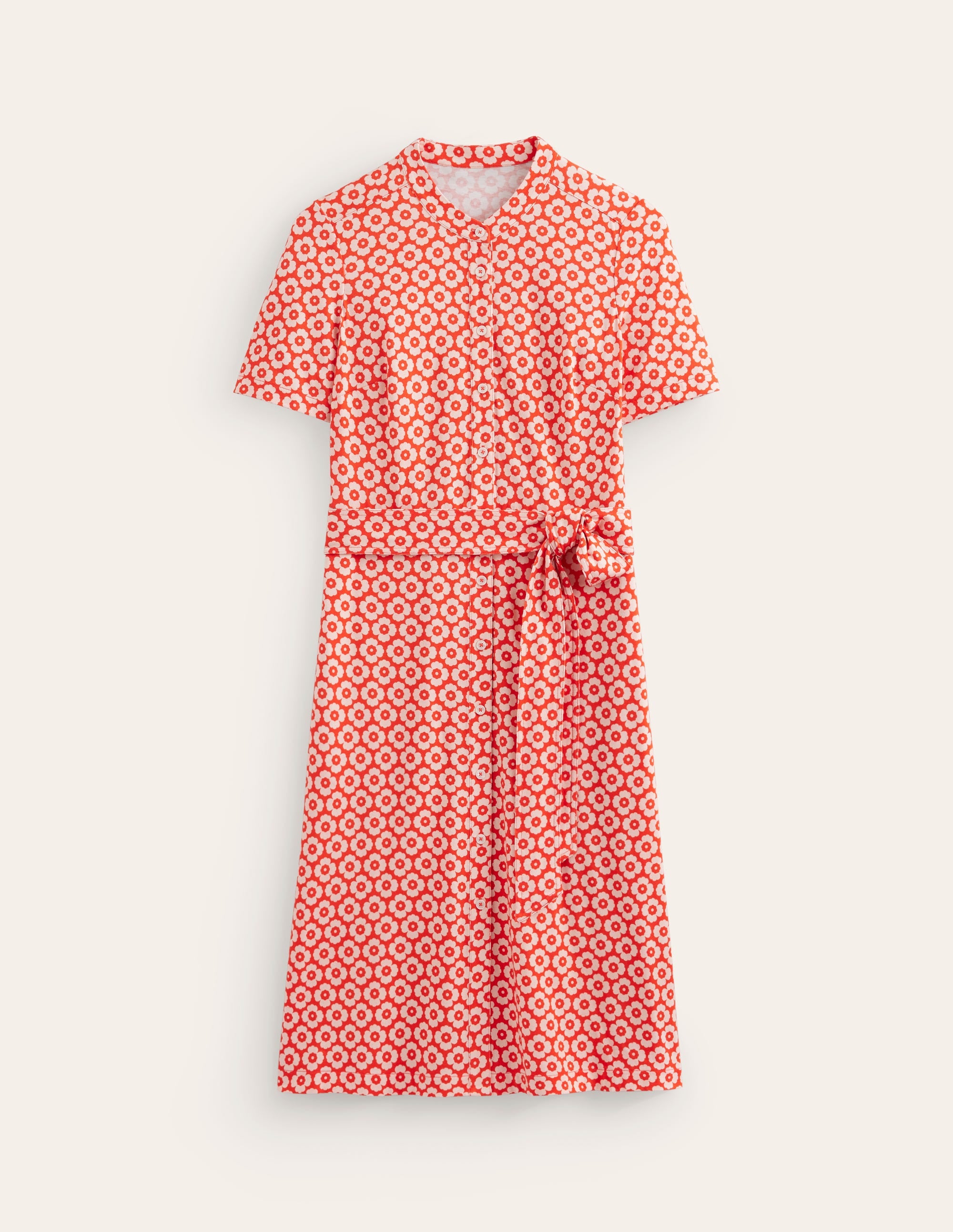 Julia Short Sleeve Shirt Dress-Flame Scarlet, Primrose Stamp - Image 5