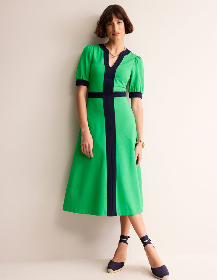 Philippa Ponte Midi Dress-Green Tambourine