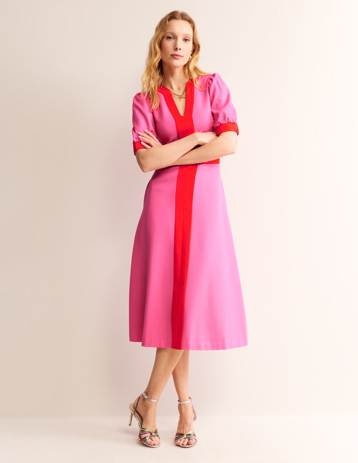 Philippa Ponte Midi Dress-Sangria Sunset