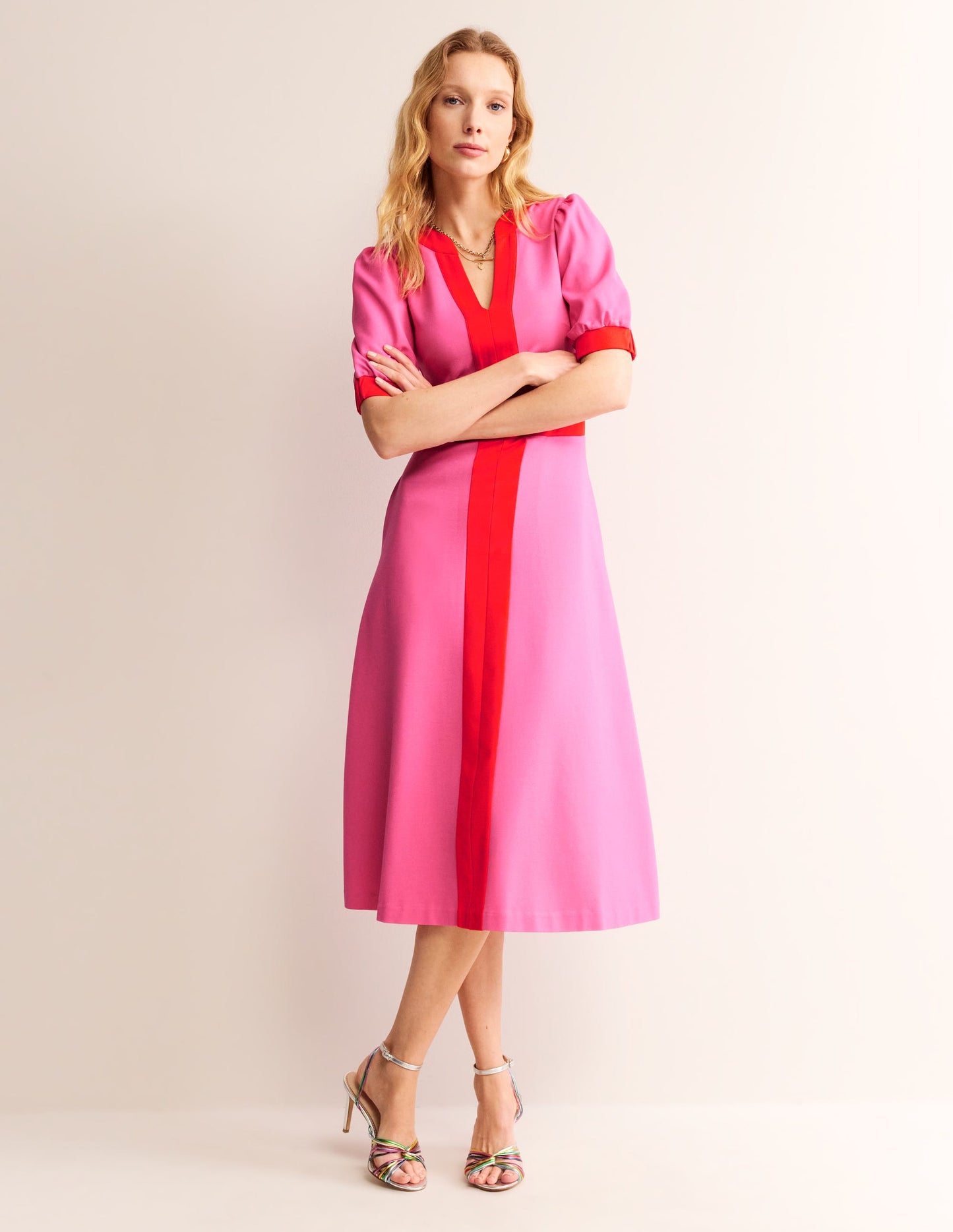 Philippa Ponte Midi Dress-Sangria Sunset