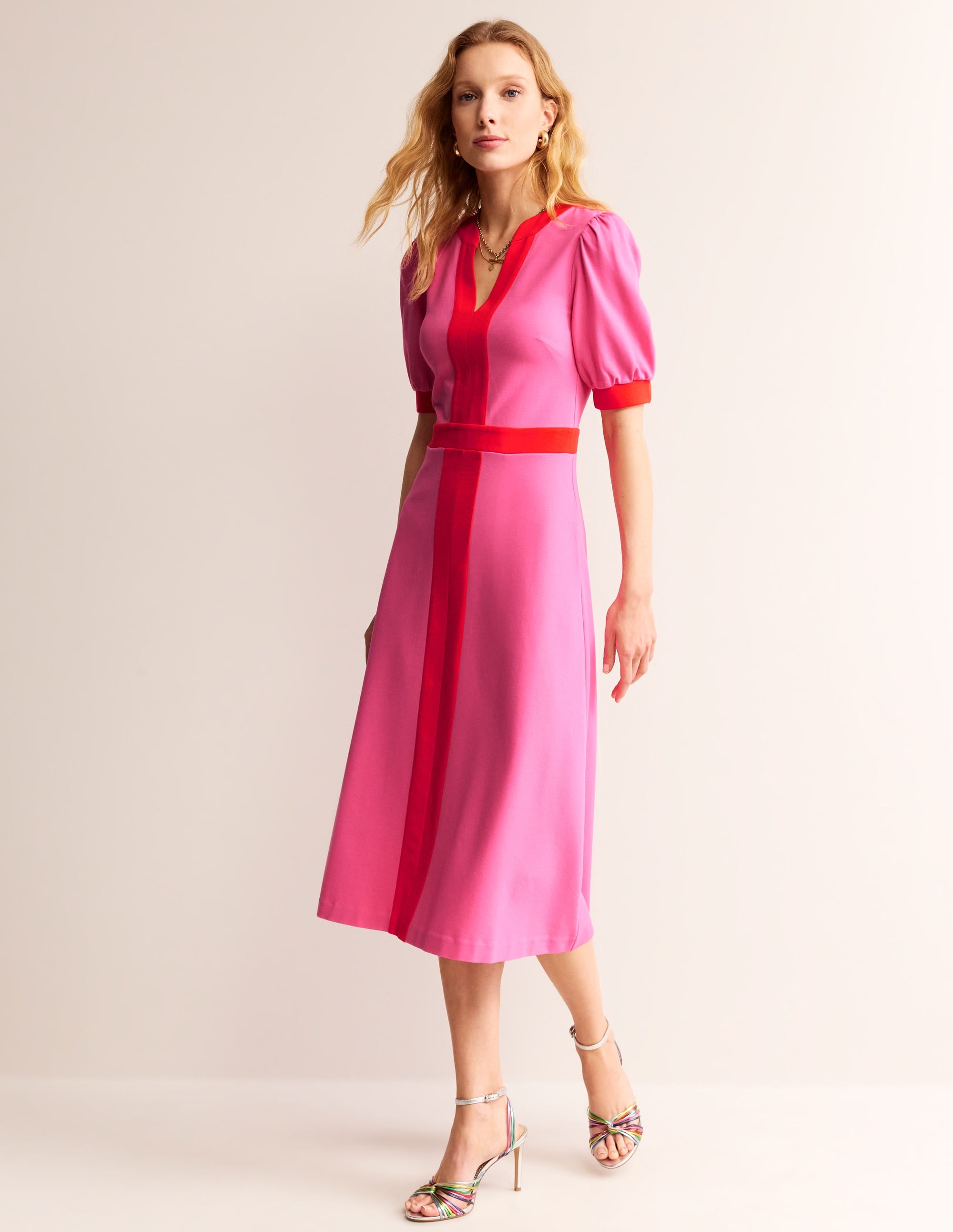 Philippa Ponte Midi Dress-Sangria Sunset - Image 4