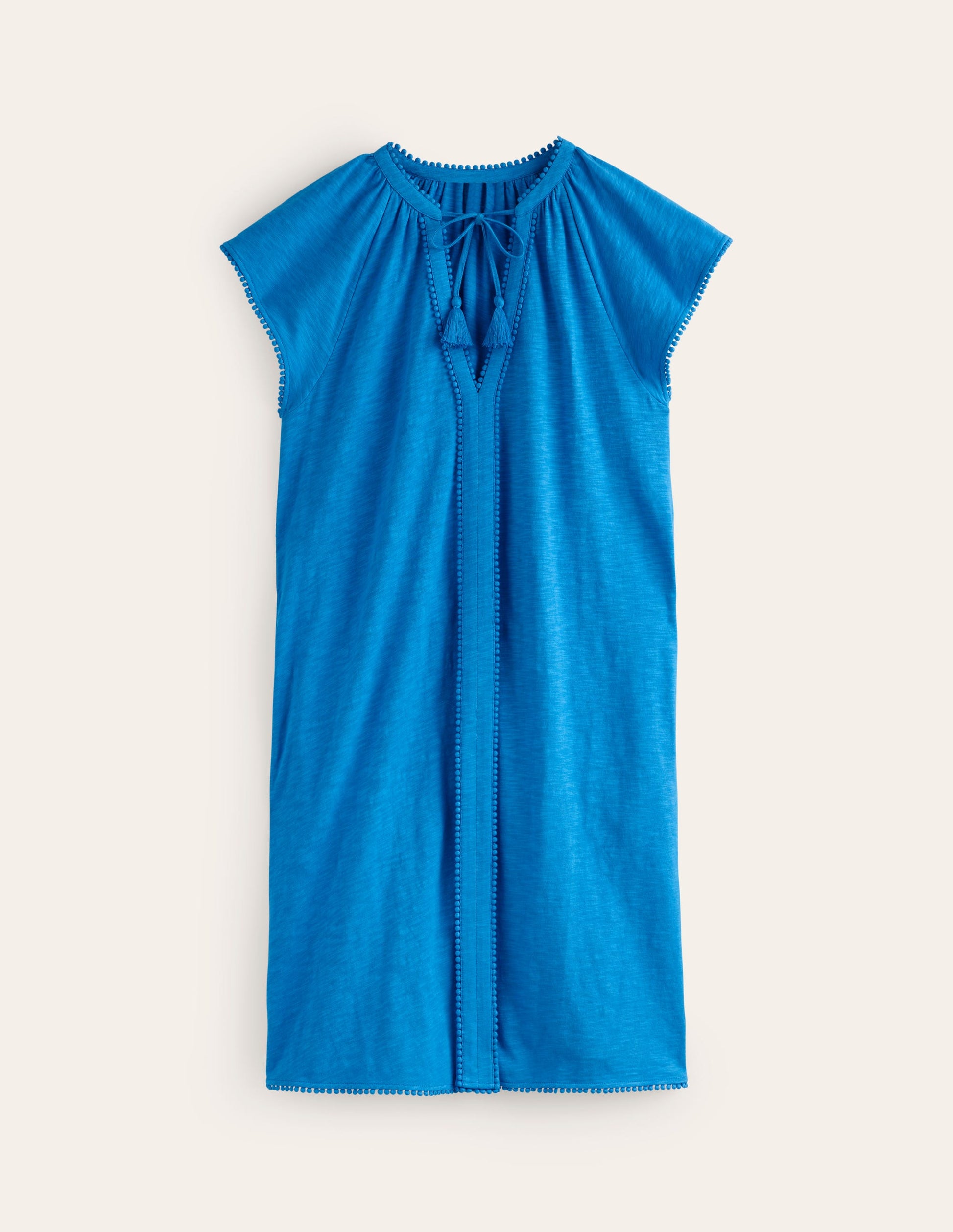 Millie Pom Cotton Dress-Brilliant Blue-6