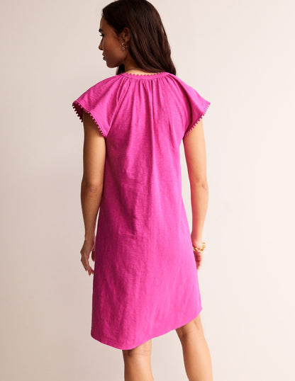 Millie Pom Cotton Dress-Rose Violet-3