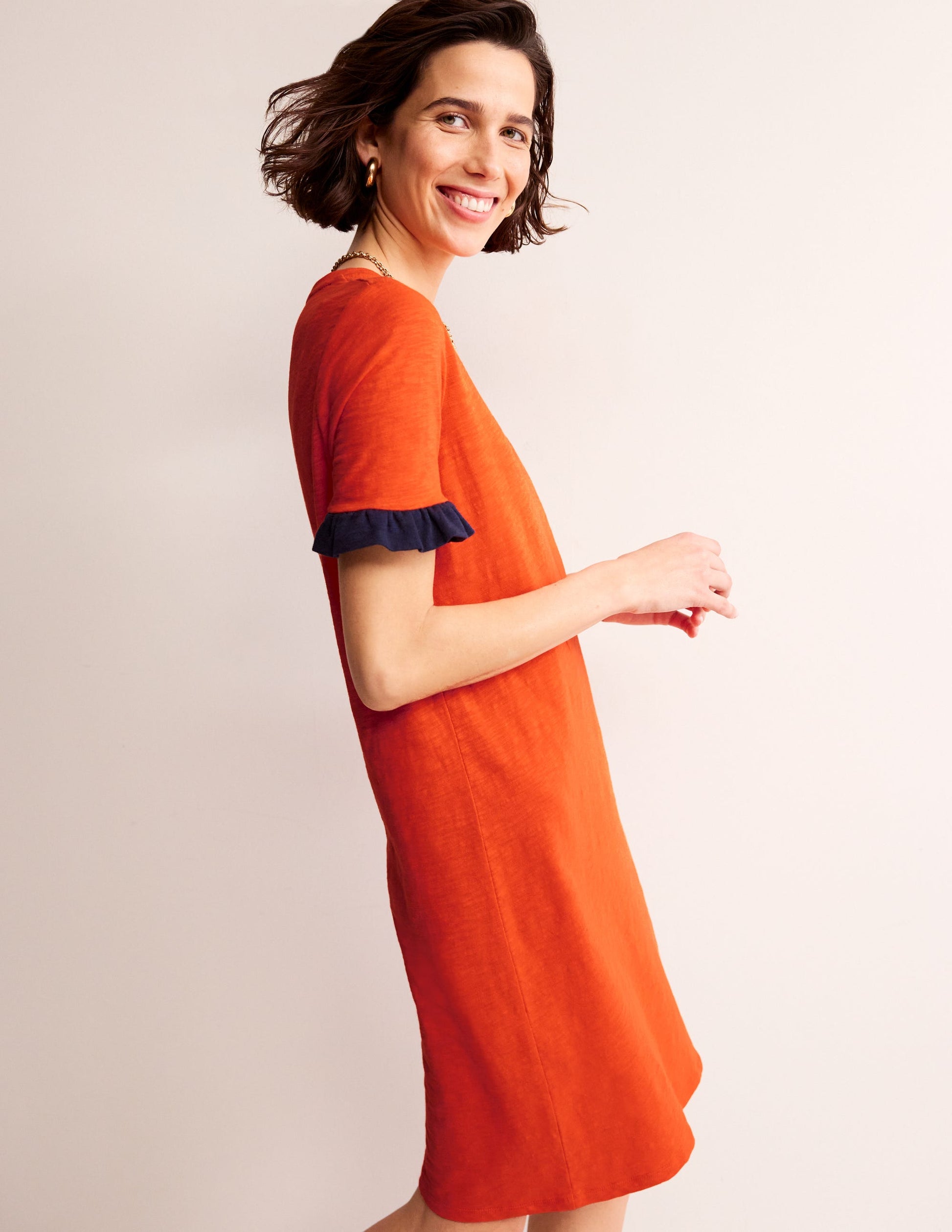 Emily Ruffle Cotton Dress-Fiesta Red-1