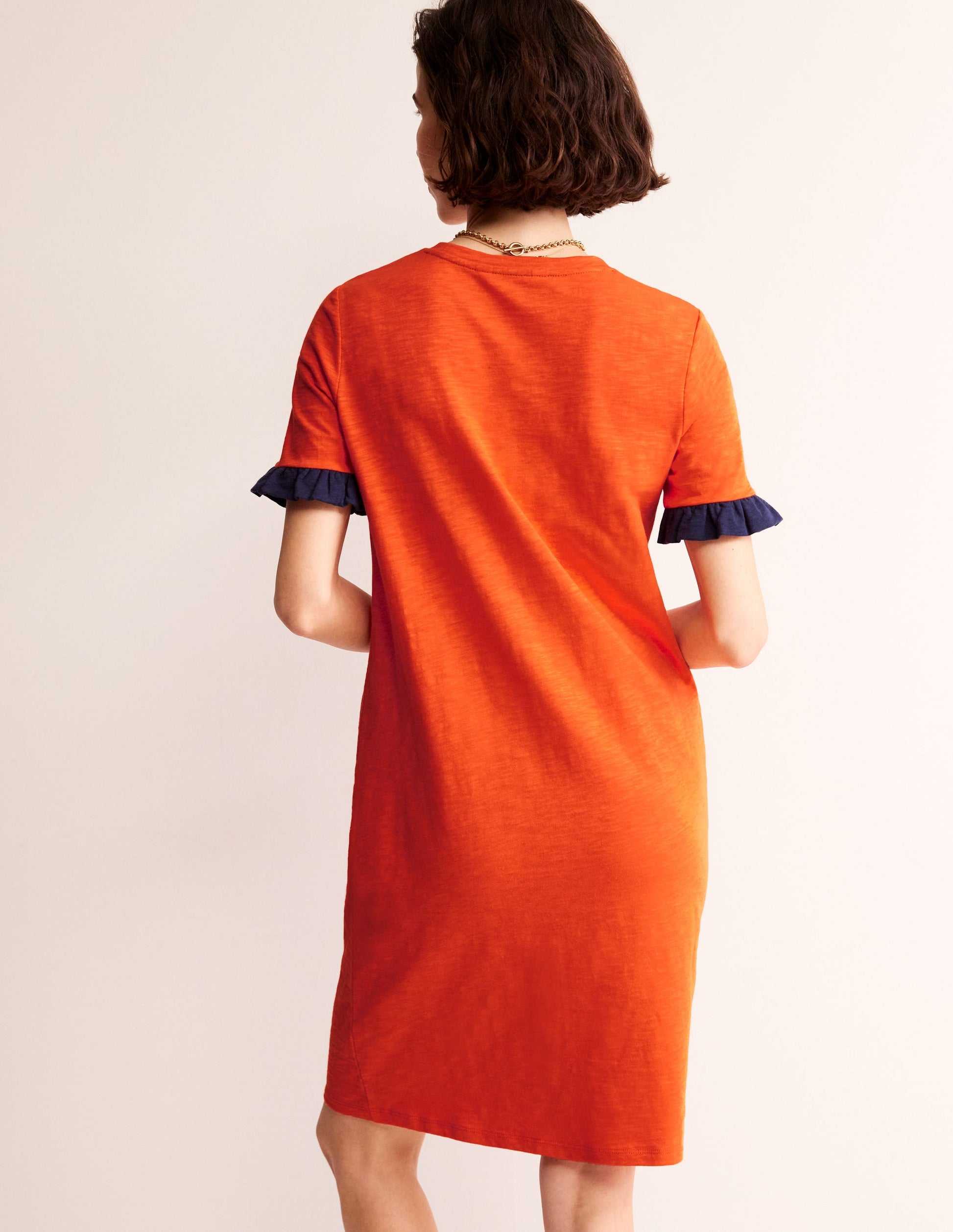 Emily Ruffle Cotton Dress-Fiesta Red-3