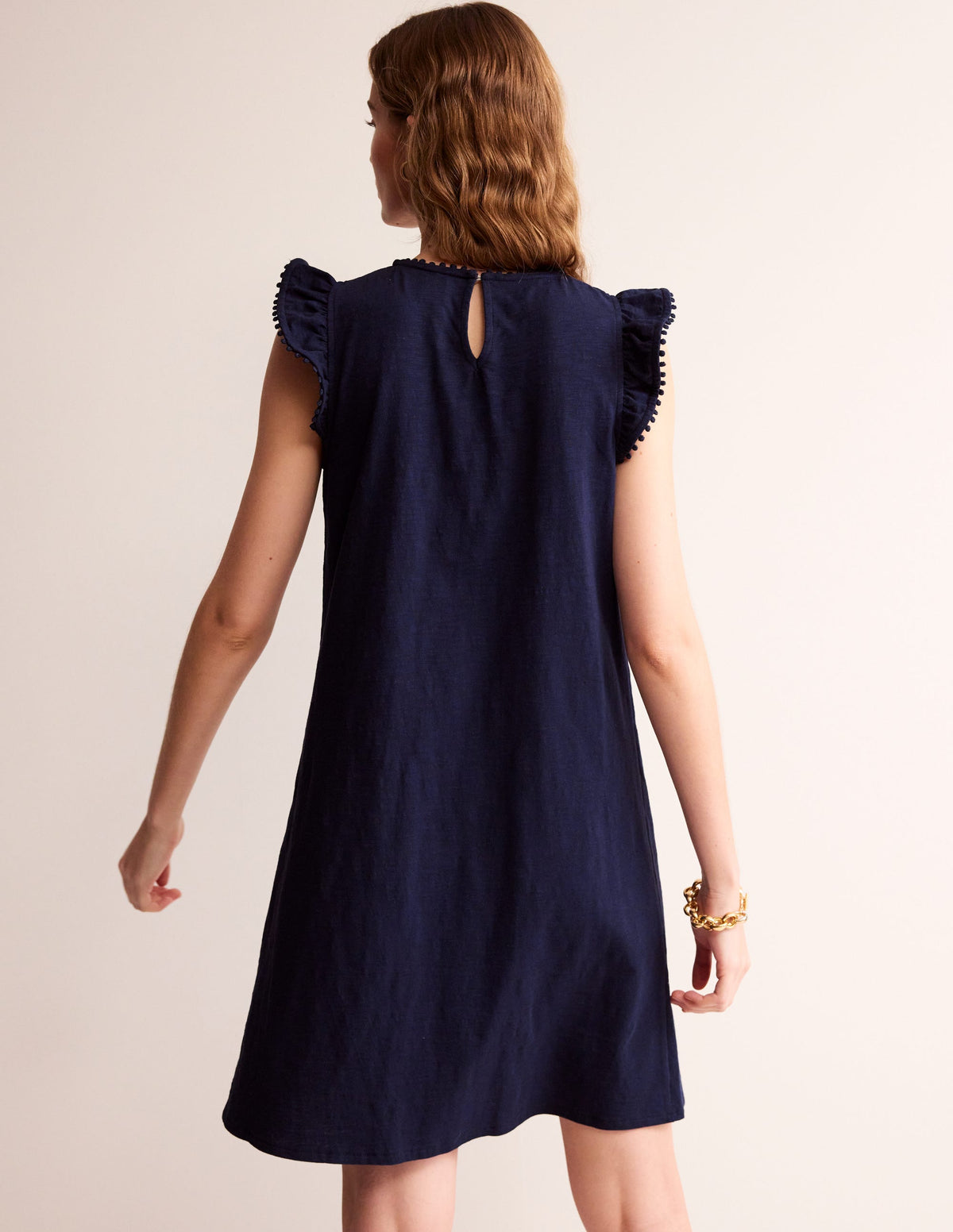 Georgina Pom Ruffle Dress-Navy - Image 3