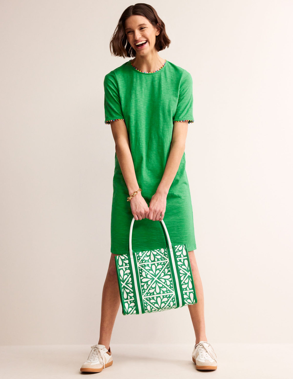Ali Pom Sleeve Dress-Green Tambourine - Image 4