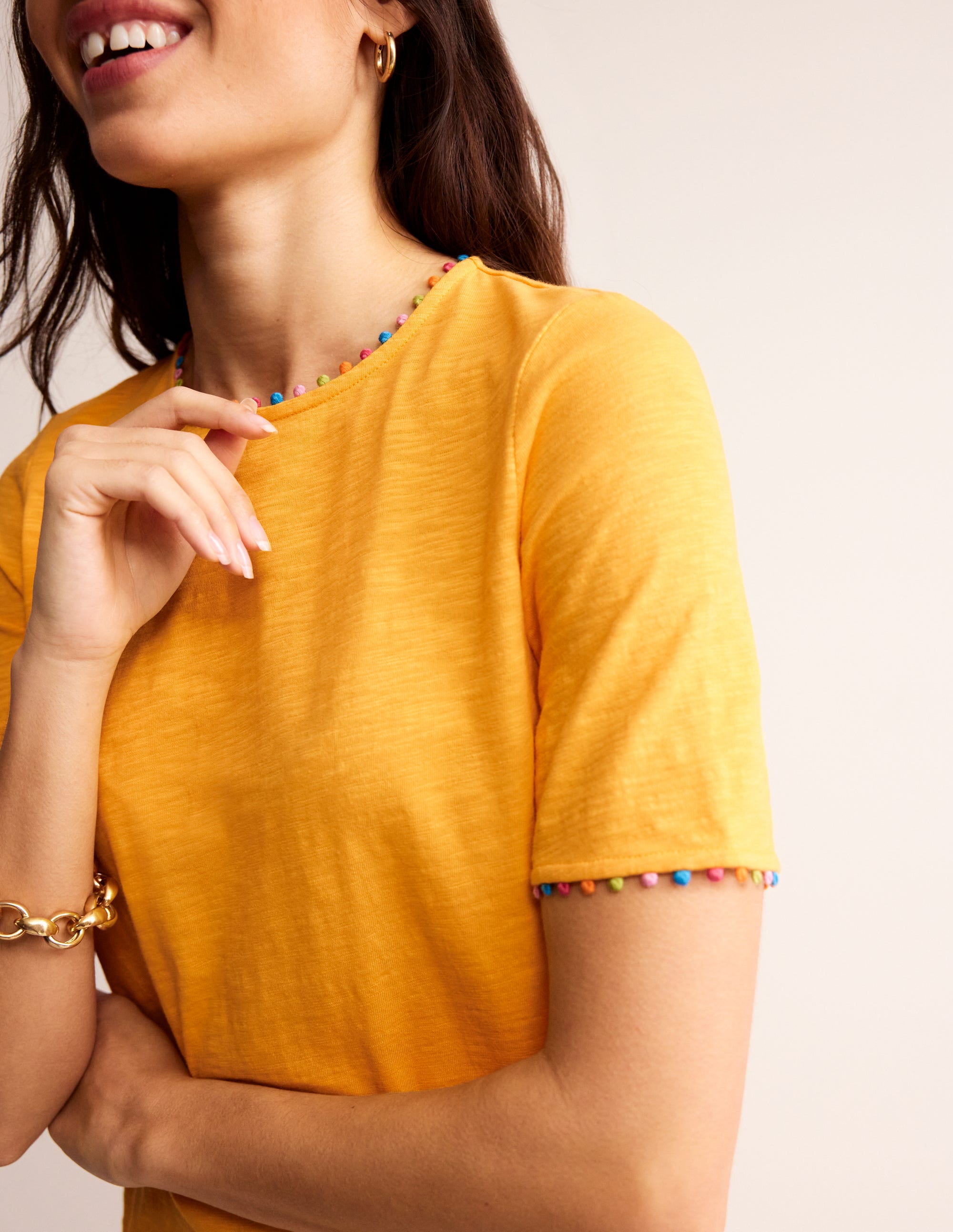 Ali Pom Sleeve Dress-Artisan's Gold - Image 2