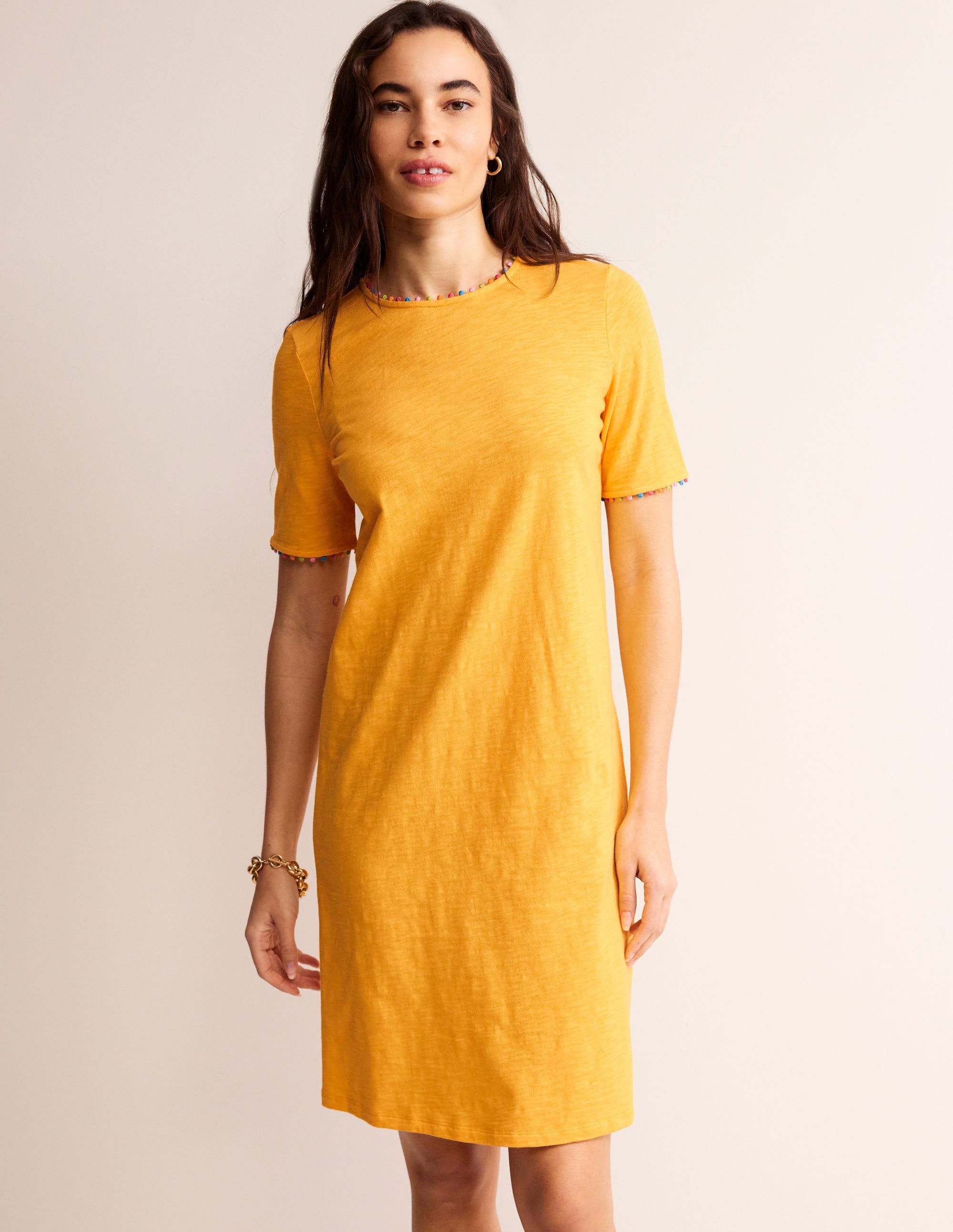 Ali Pom Sleeve Dress-Artisan's Gold - Image 4