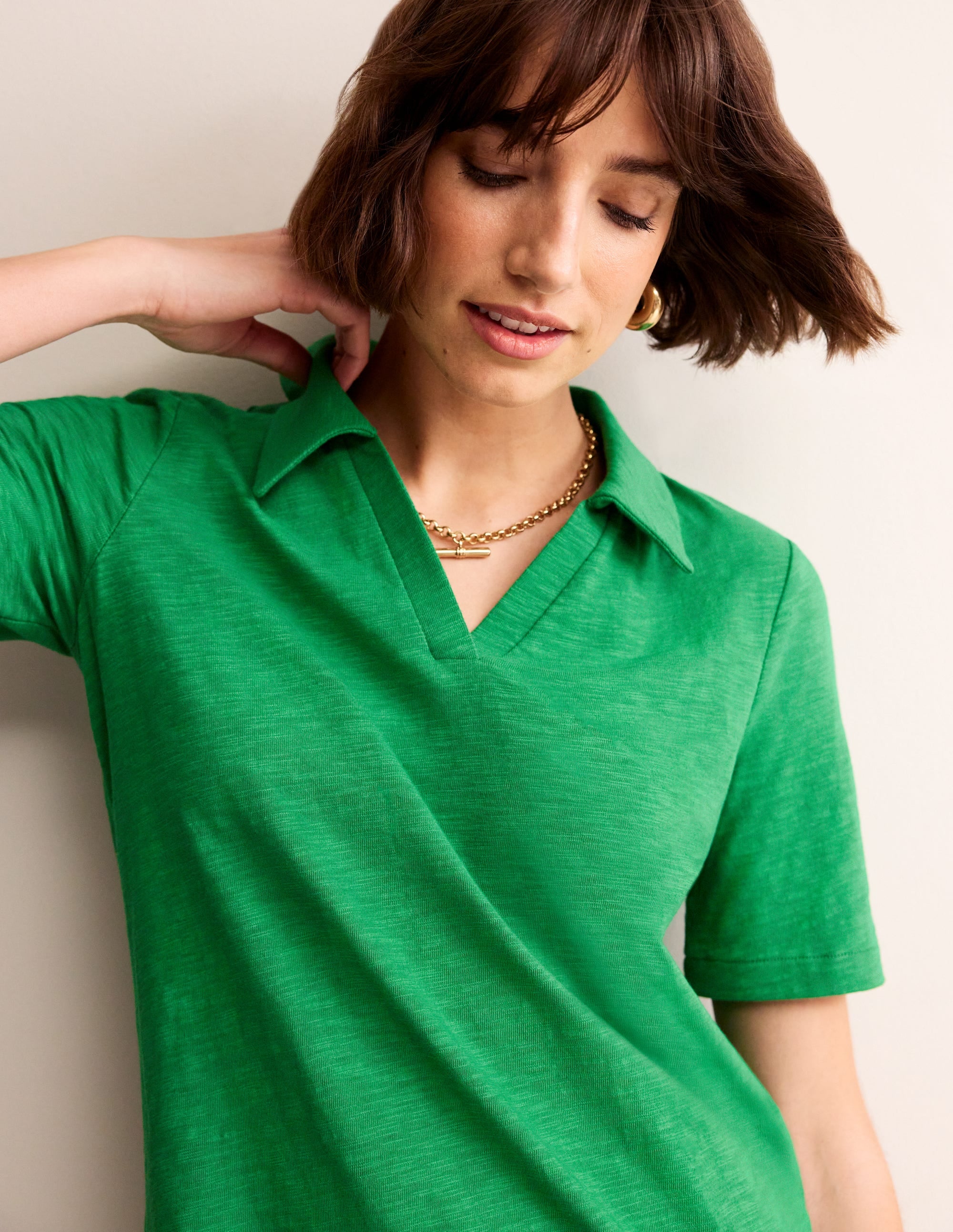 Ingrid Polo Cotton Dress-Green Tambourine - Image 2