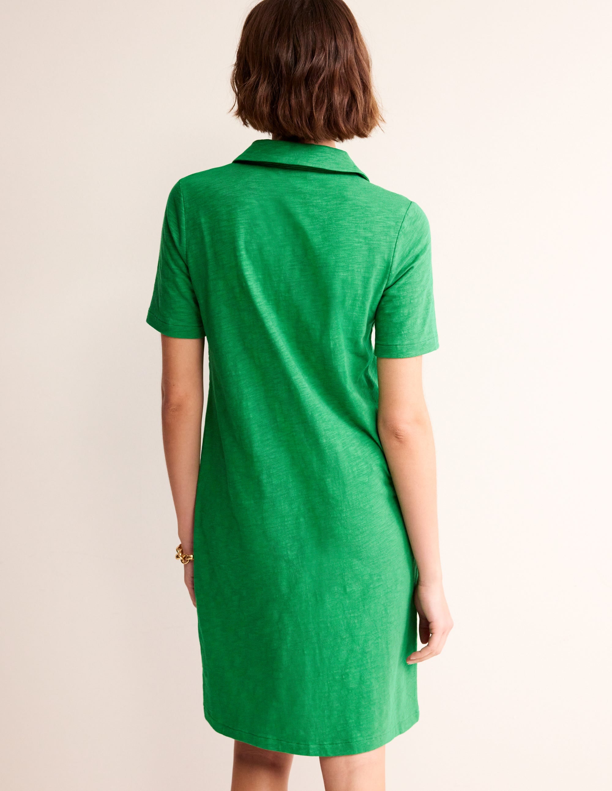 Ingrid Polo Cotton Dress-Green Tambourine - Image 3