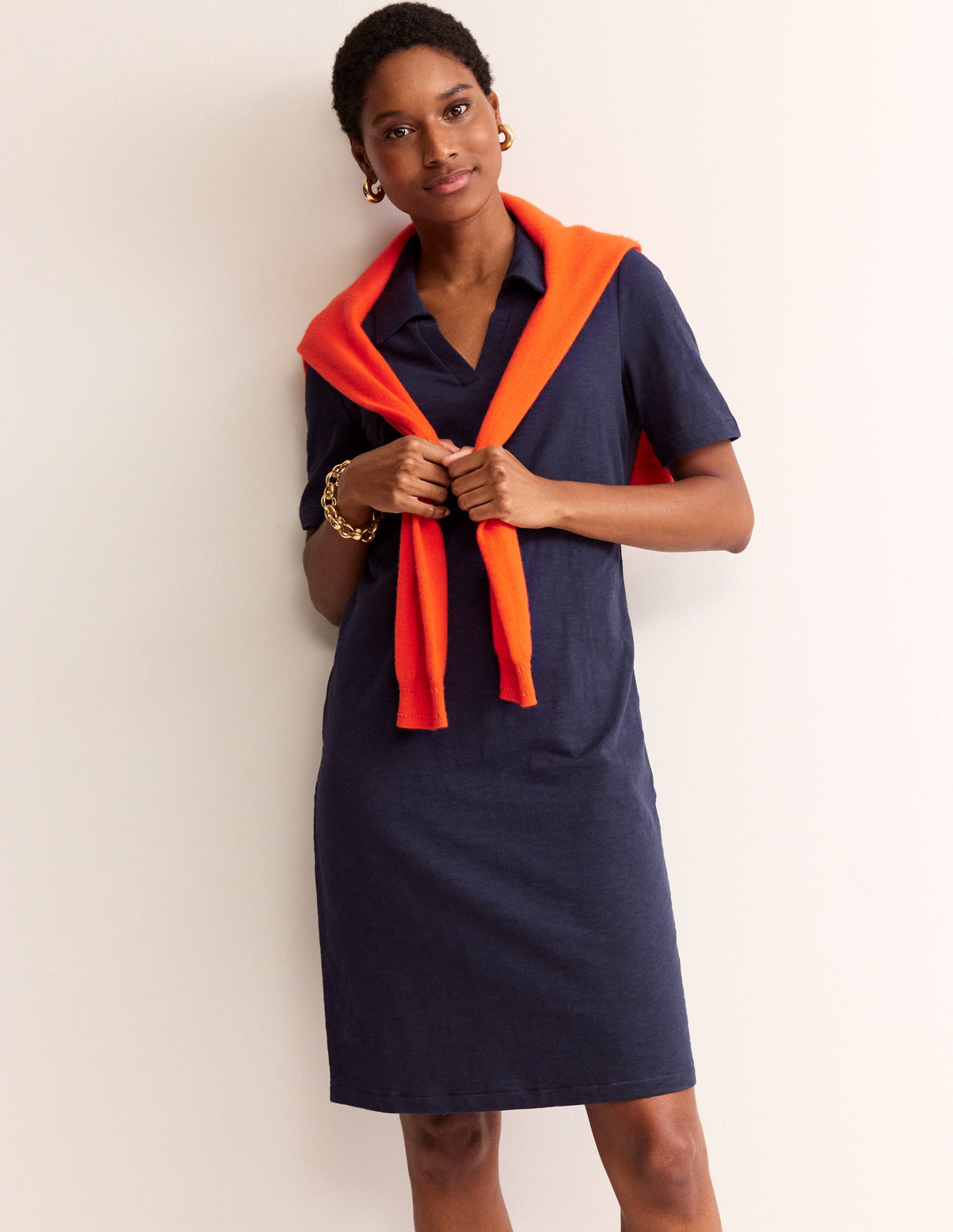 Ingrid Polo Cotton Dress-Navy-1