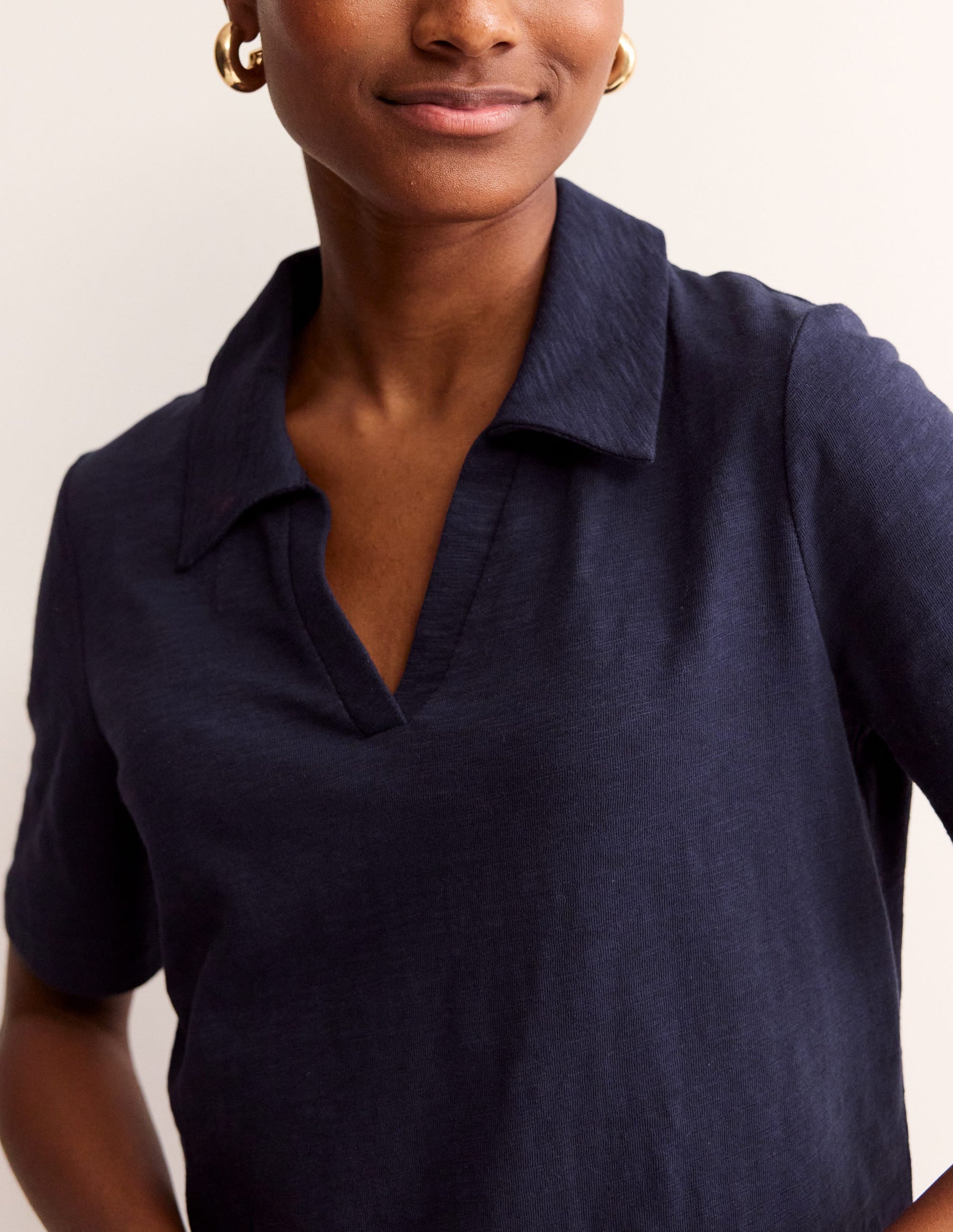 Ingrid Polo Cotton Dress-Navy-2