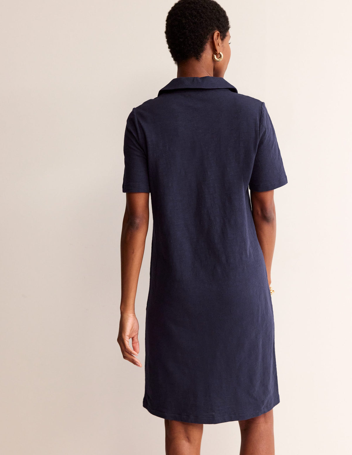 Ingrid Polo Cotton Dress-Navy - Image 3