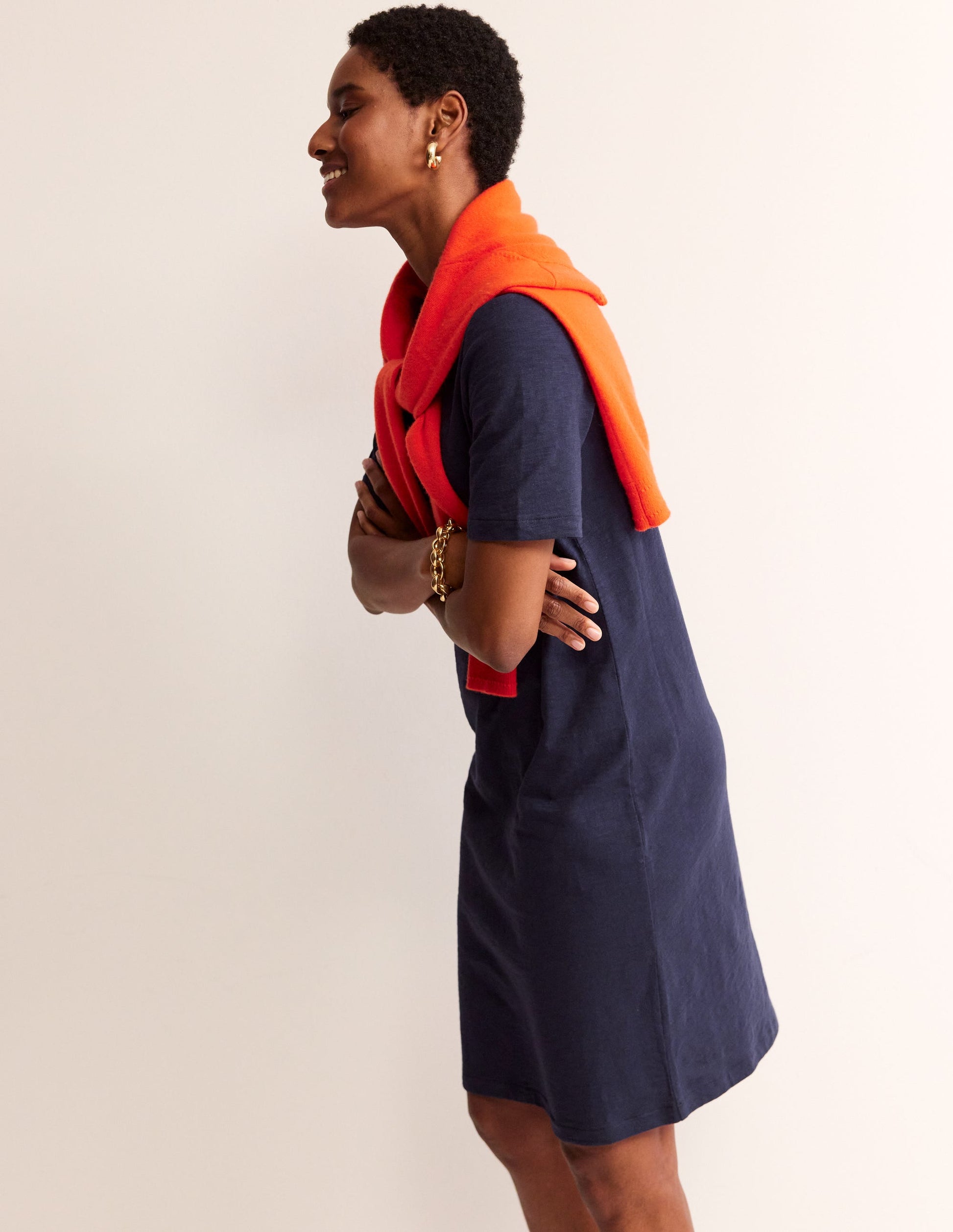Ingrid Polo Cotton Dress-Navy-4