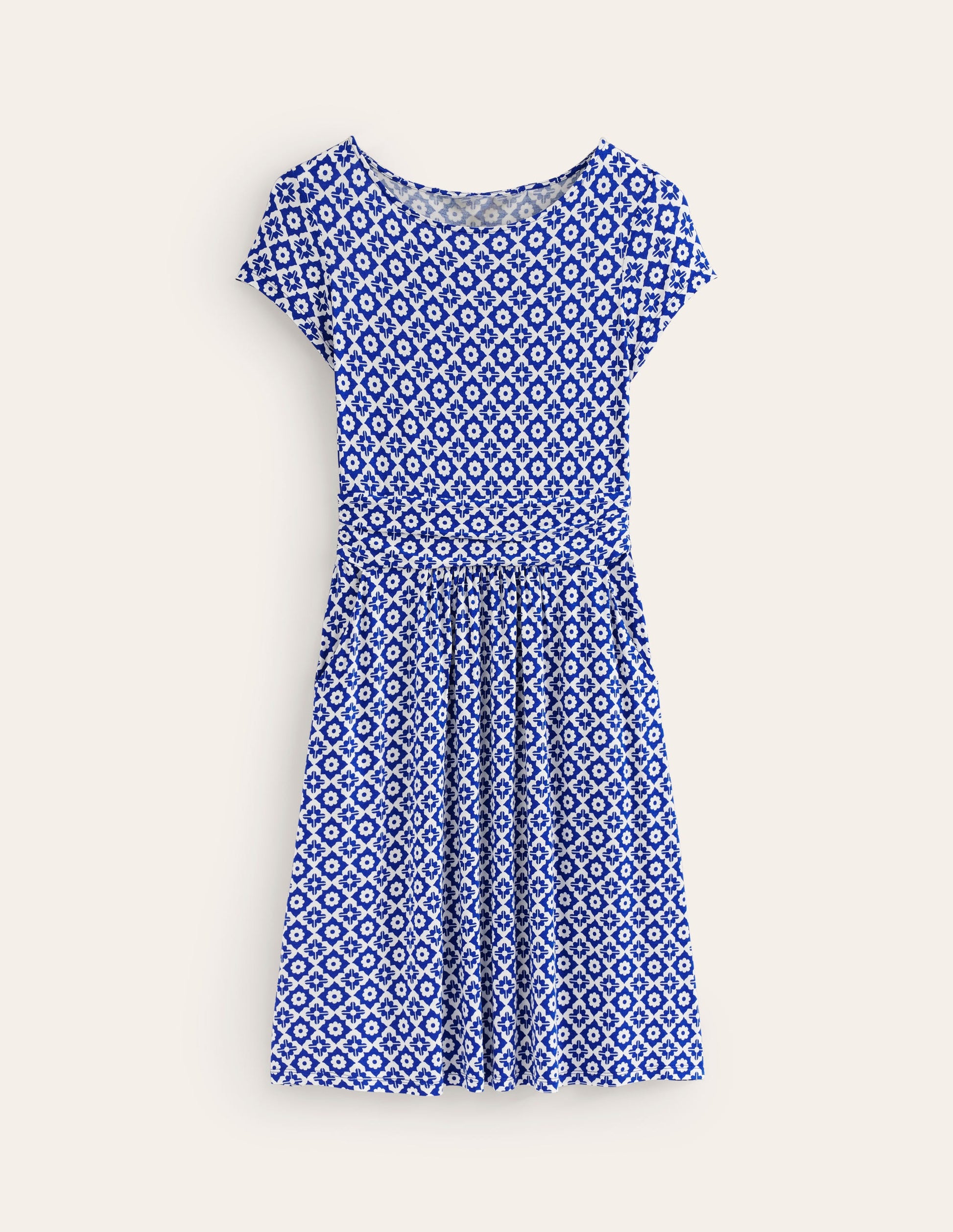 Amelie Jersey Dress-Surf The Web, Geometric Stamp-6