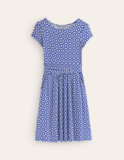 Amelie Jersey Dress-Surf The Web, Geometric Stamp-6