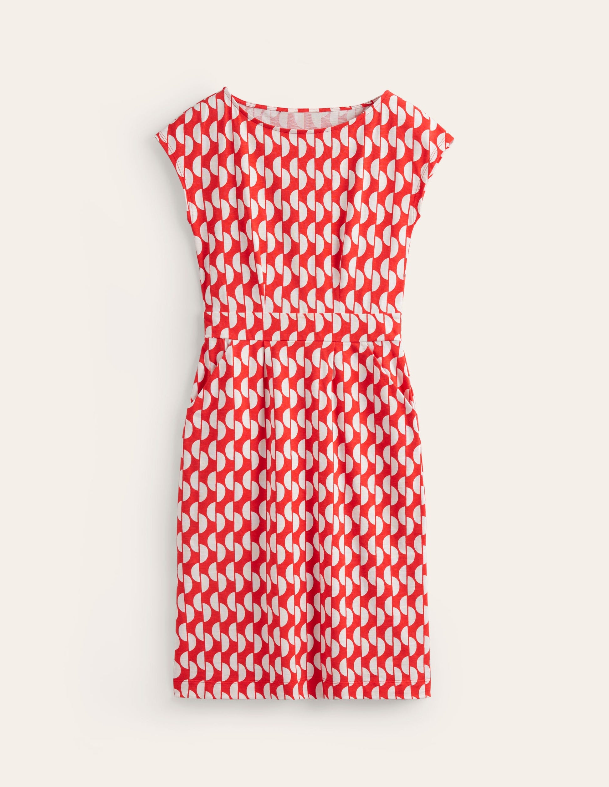 Florrie Jersey Dress-Poppy Red. Geo Wave-5