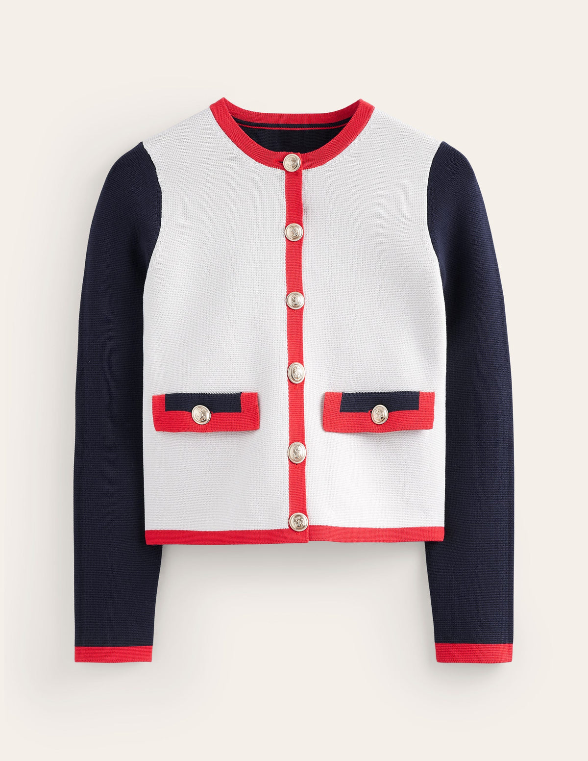 Holly Knitted Jacket-Warm Ivory/ Navy/ Red-5