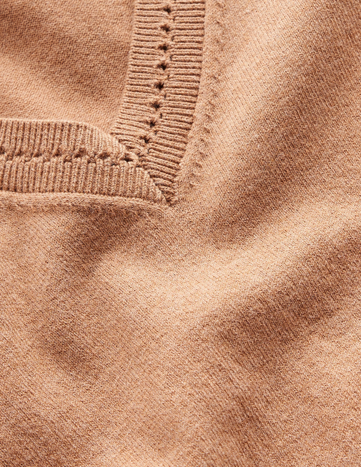 Catriona Cotton V-Neck Jumper-Camel Melange-6