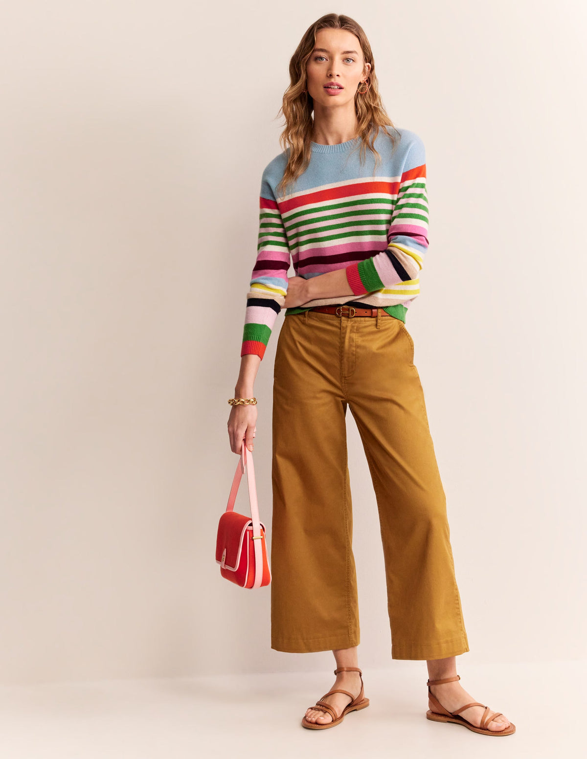 Lydia Cashmere Jumper-Light Blue, Orange Stripe-7