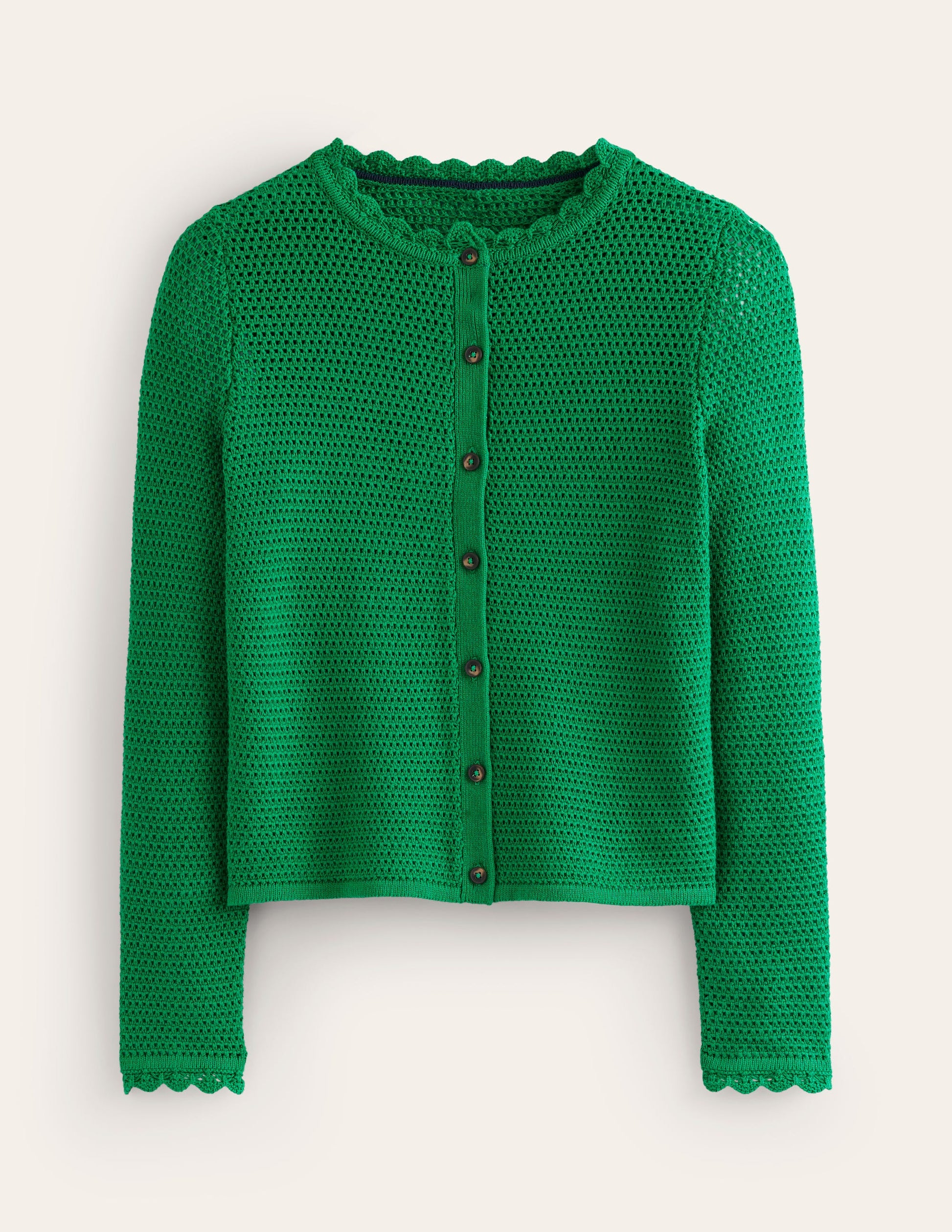 Textured Scallop Cardigan-Rich Emerald-5