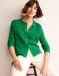 Textured Scallop Cardigan-Rich Emerald