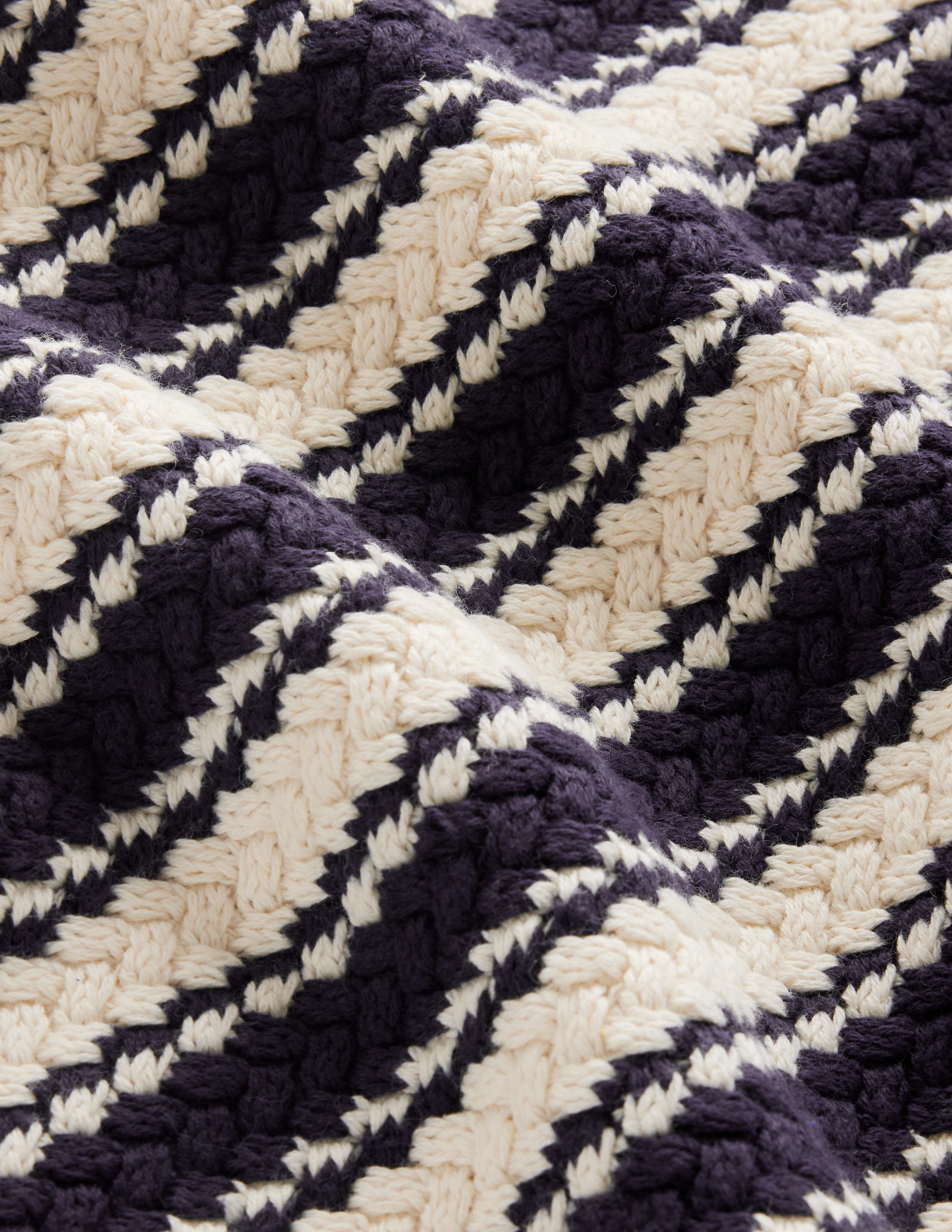 Textured Cotton Stripe Jumper-Navy, Ivory Textured Stripe - Image 6