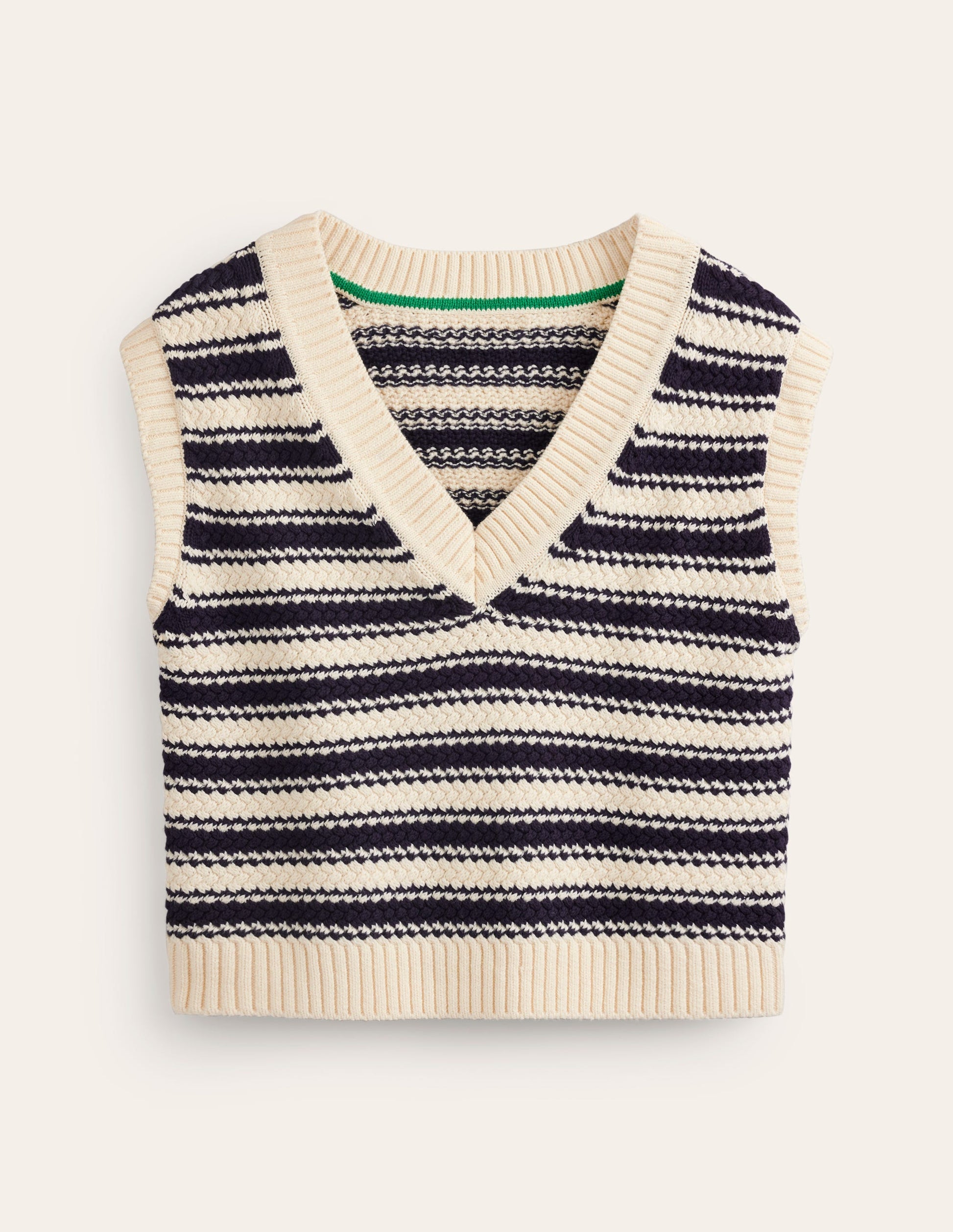 Textured Striped Cotton Tank-Navy, Ivory Textured Stripe-6
