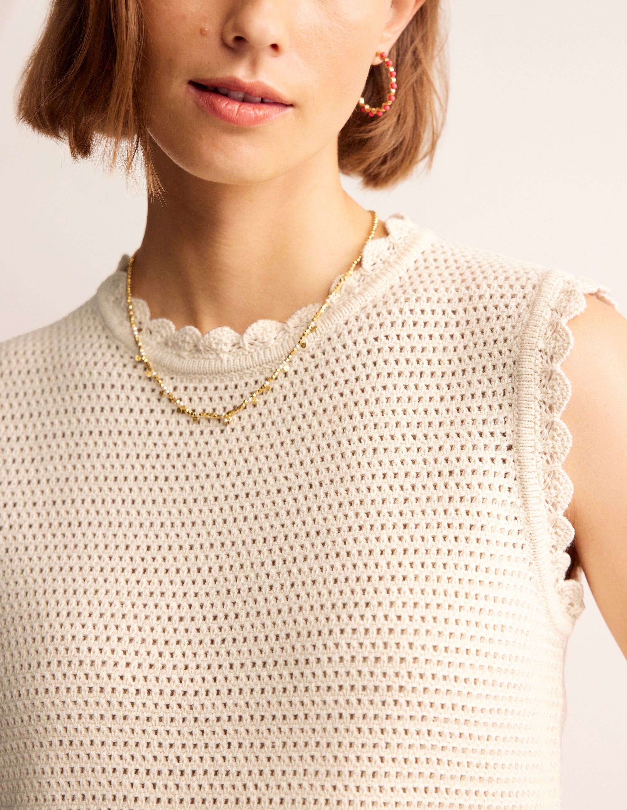 Textured Scallop Tank-Warm Ivory - Image 2