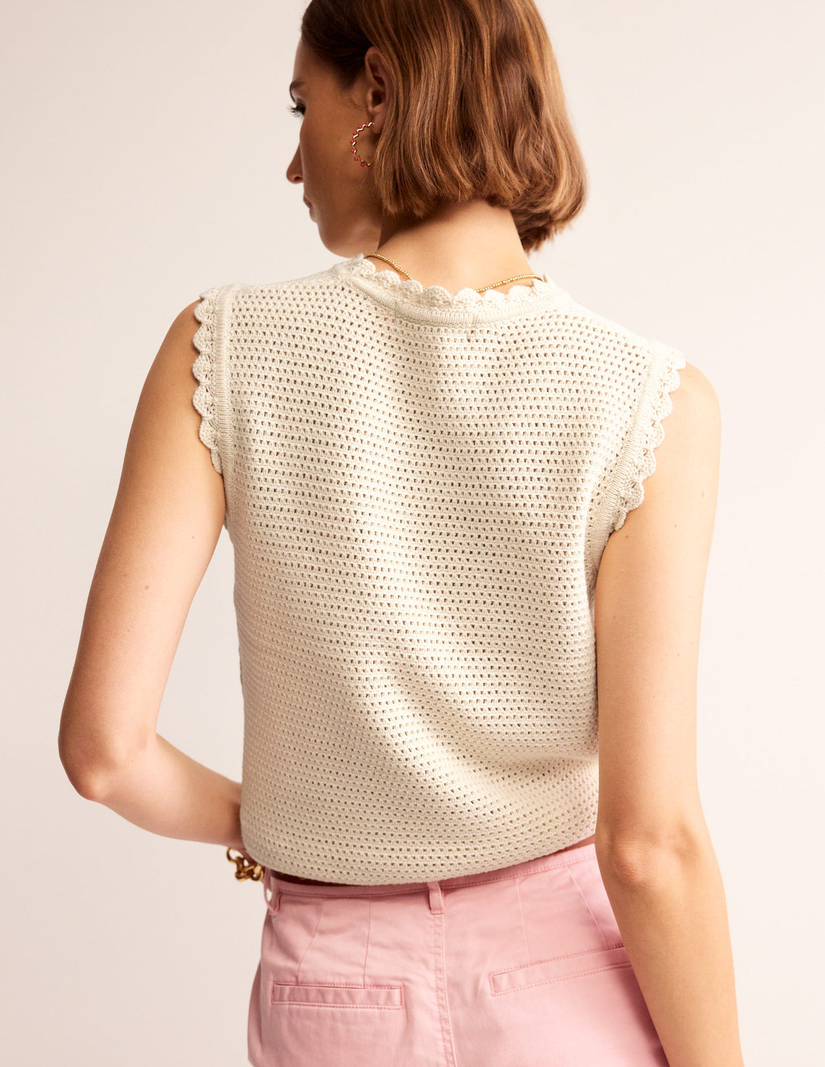 Textured Scallop Tank-Warm Ivory - Image 3