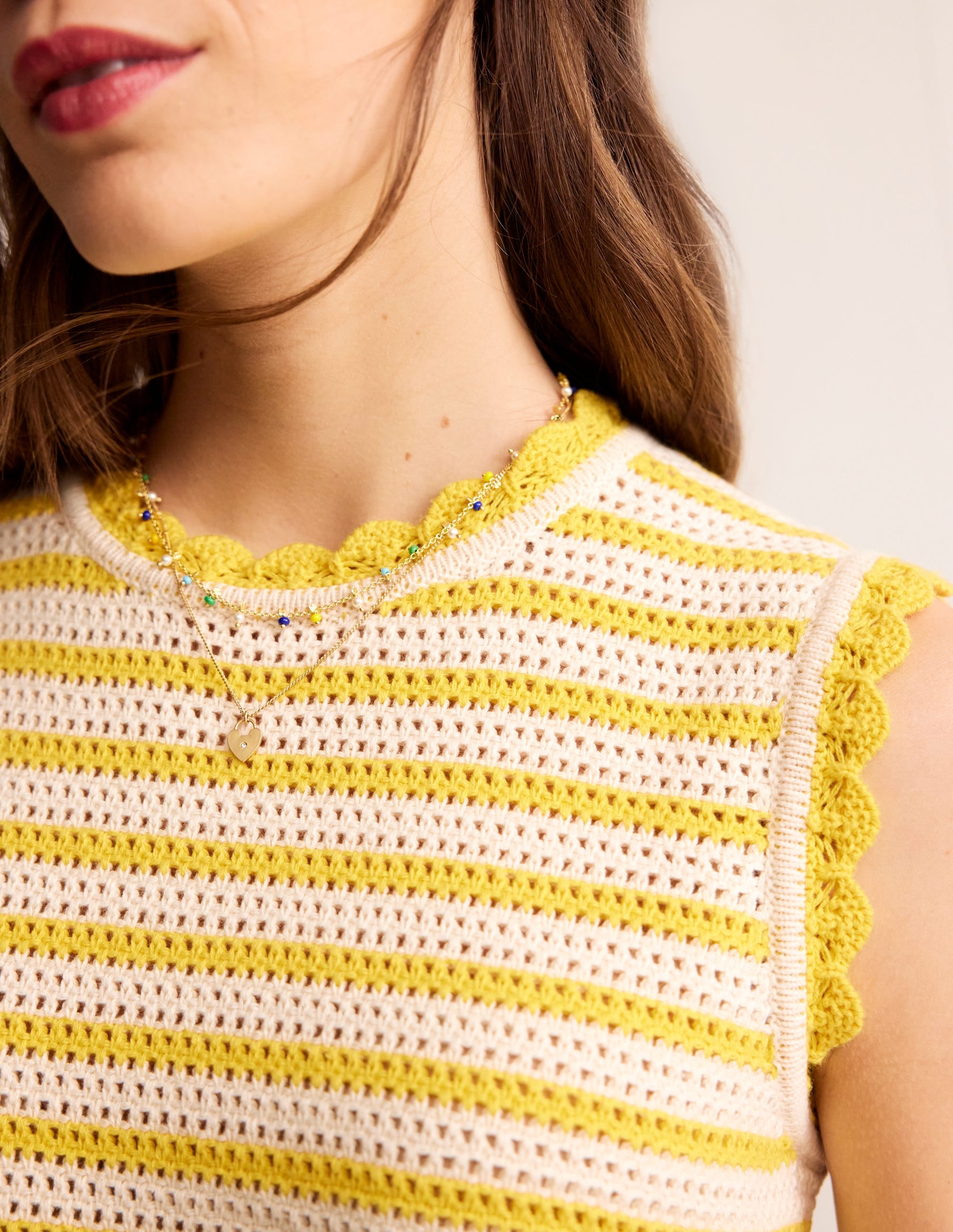 Textured Scallop Tank-Ivory/ Mimosa Yellow - Image 2