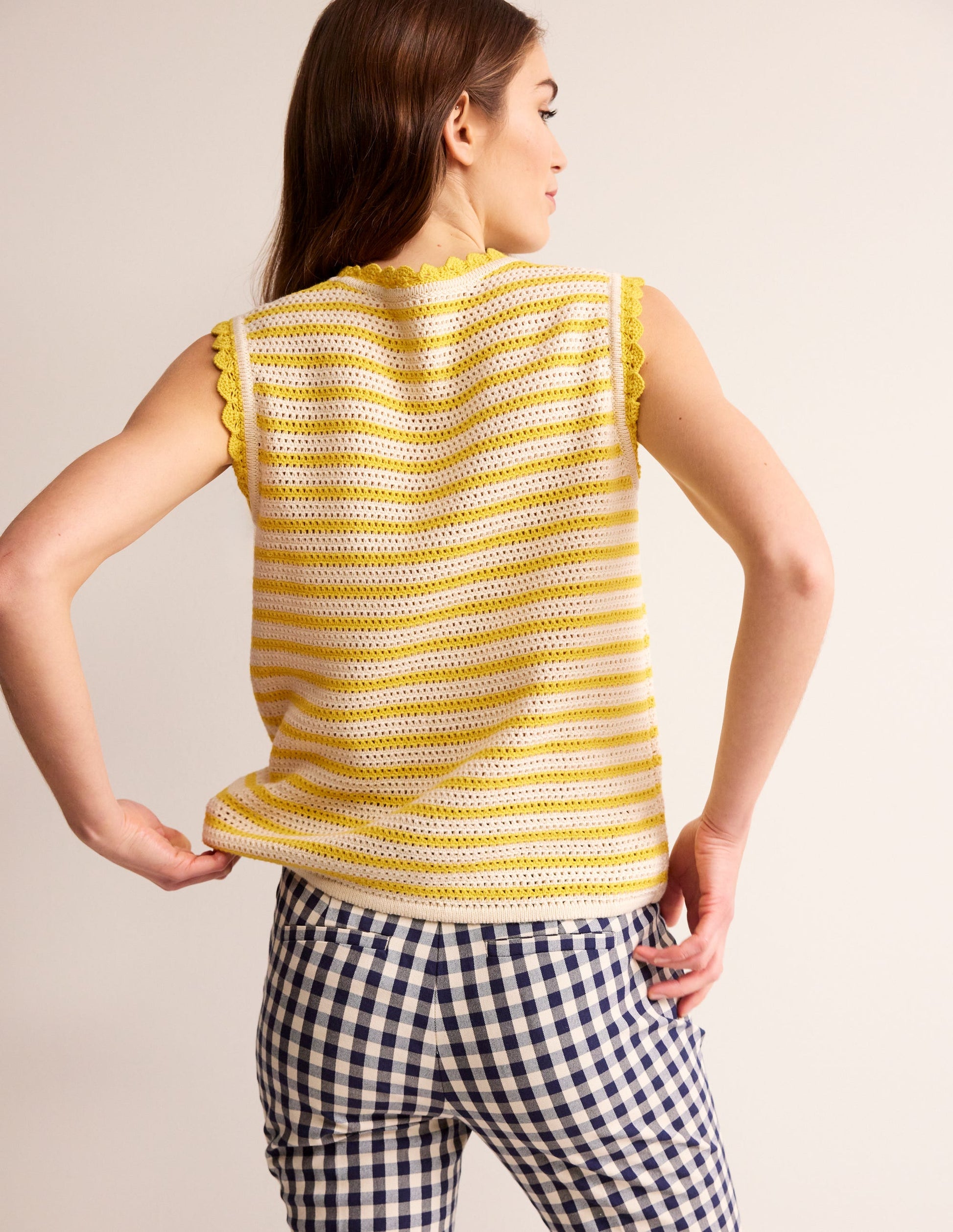 Textured Scallop Tank-Ivory/ Mimosa Yellow-3