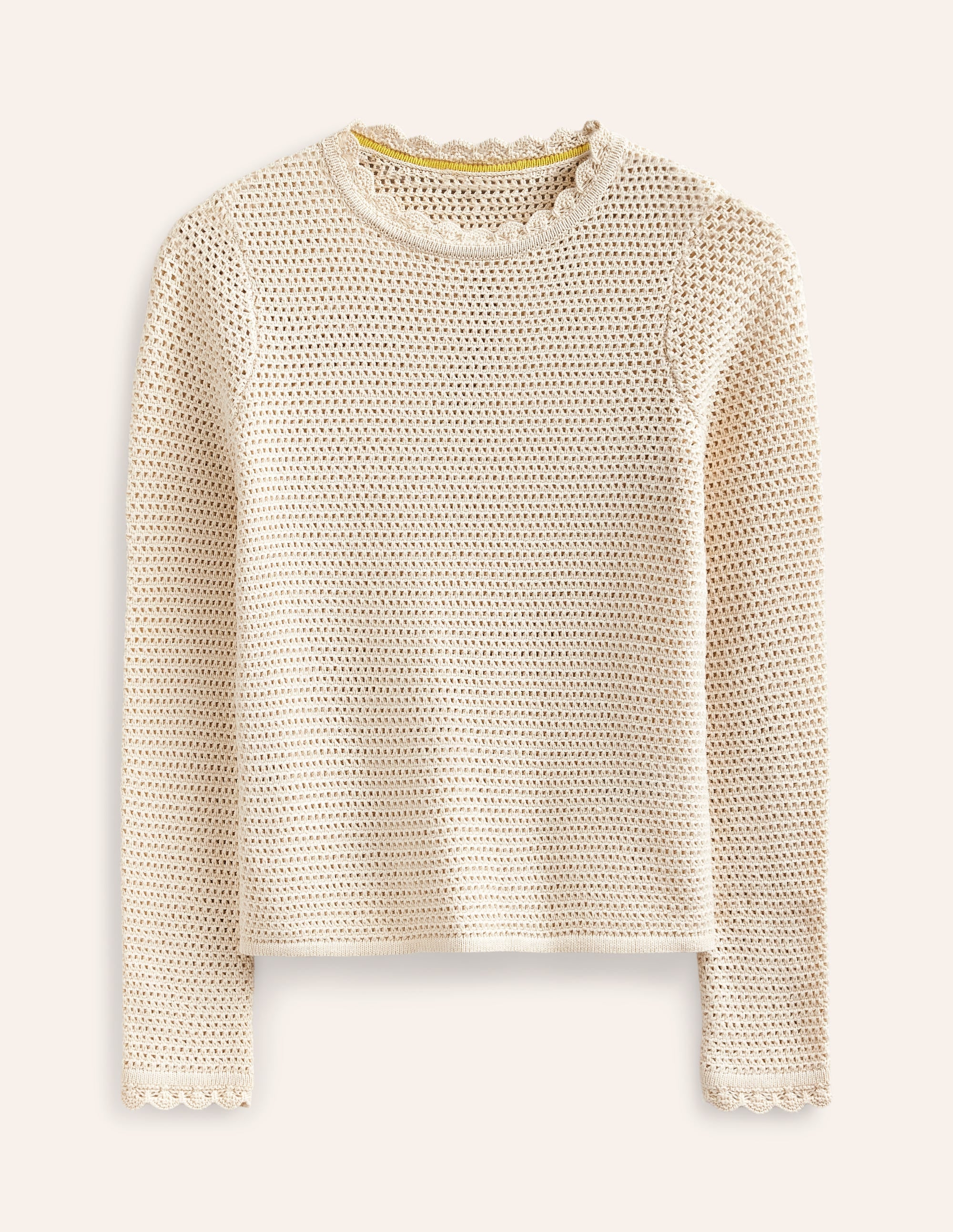 Textured Scallop Jumper-Warm Ivory - Image 5