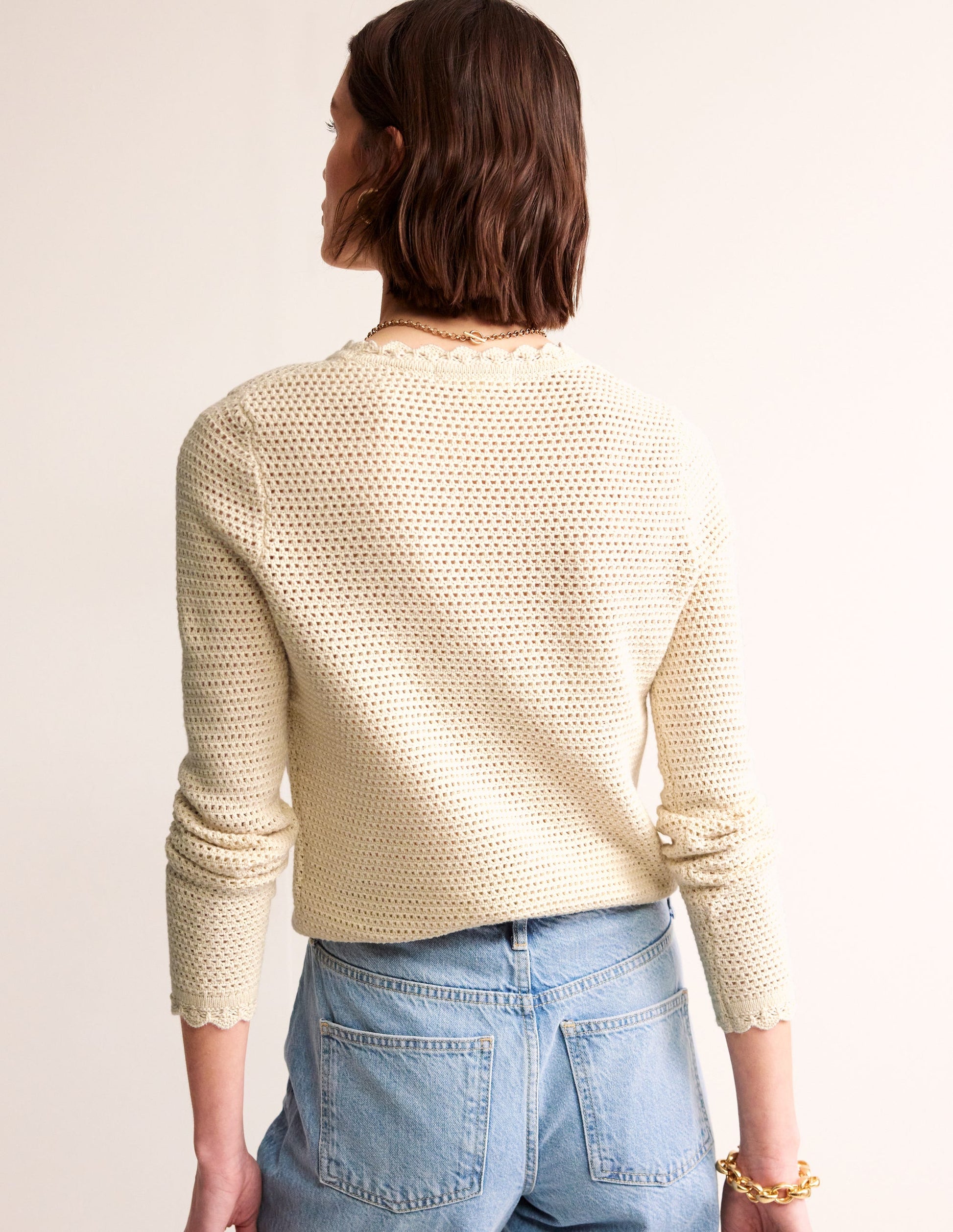 Textured Scallop Jumper-Warm Ivory-3