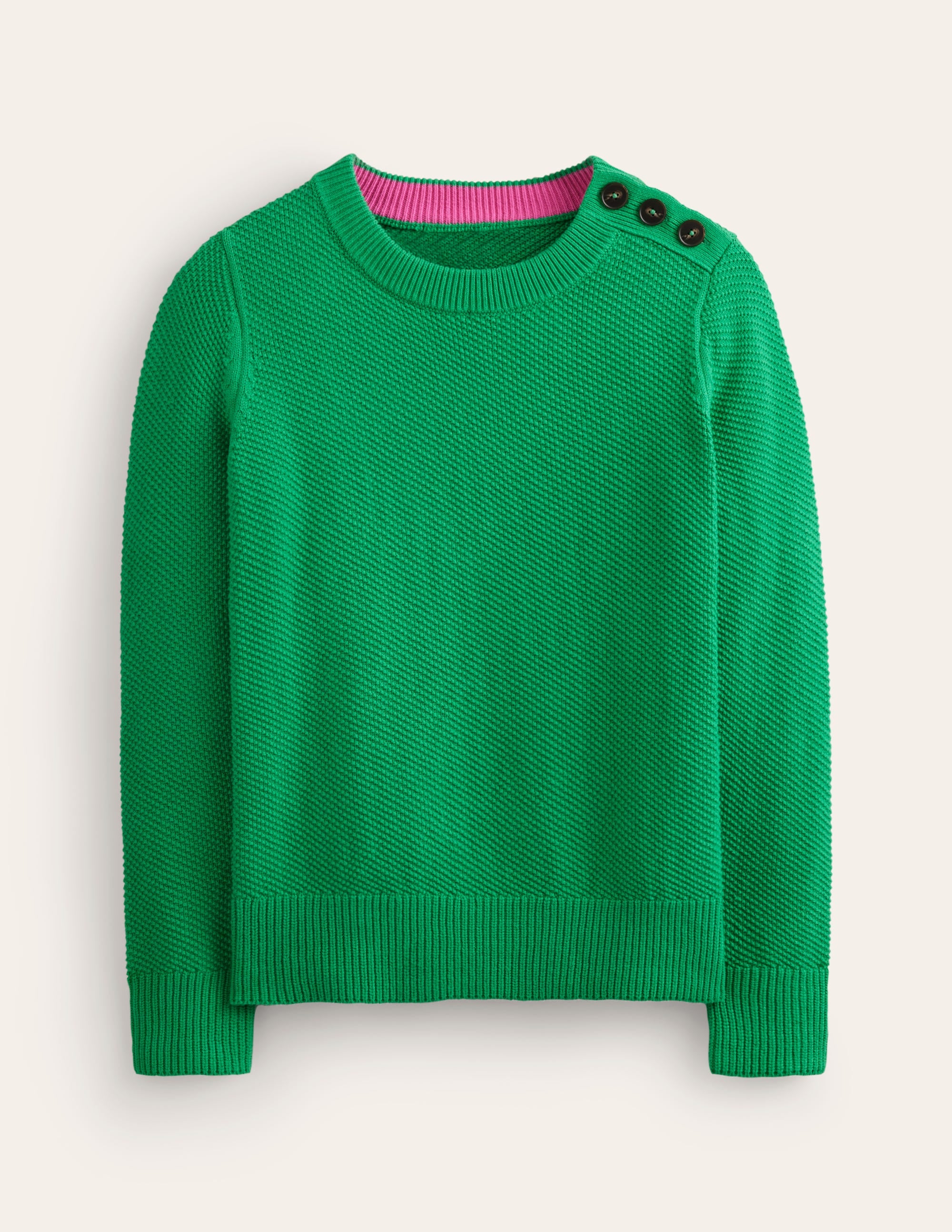 Button Detail Stitch Jumper-Bright Green - Image 6