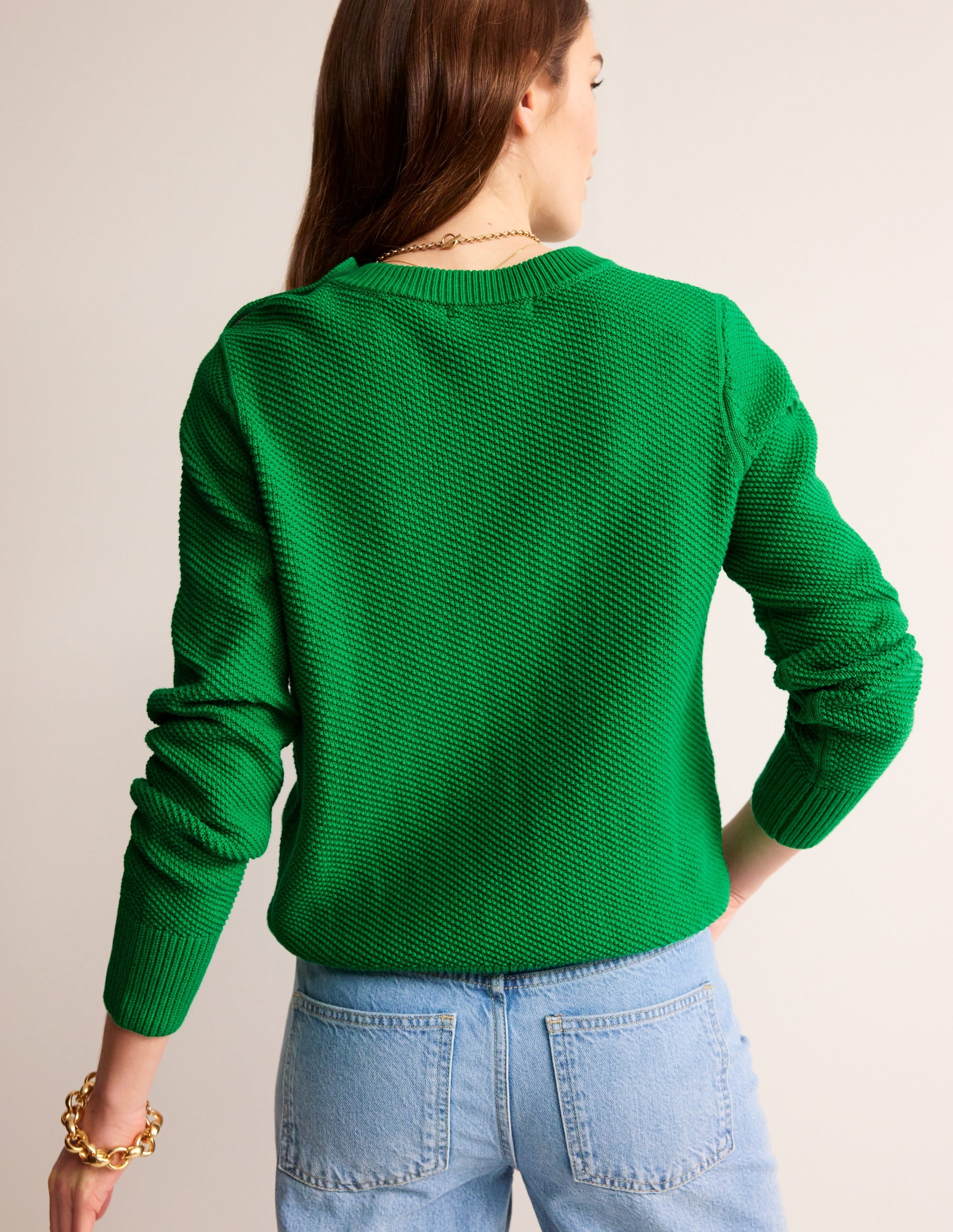 Button Detail Stitch Jumper-Bright Green - Image 3